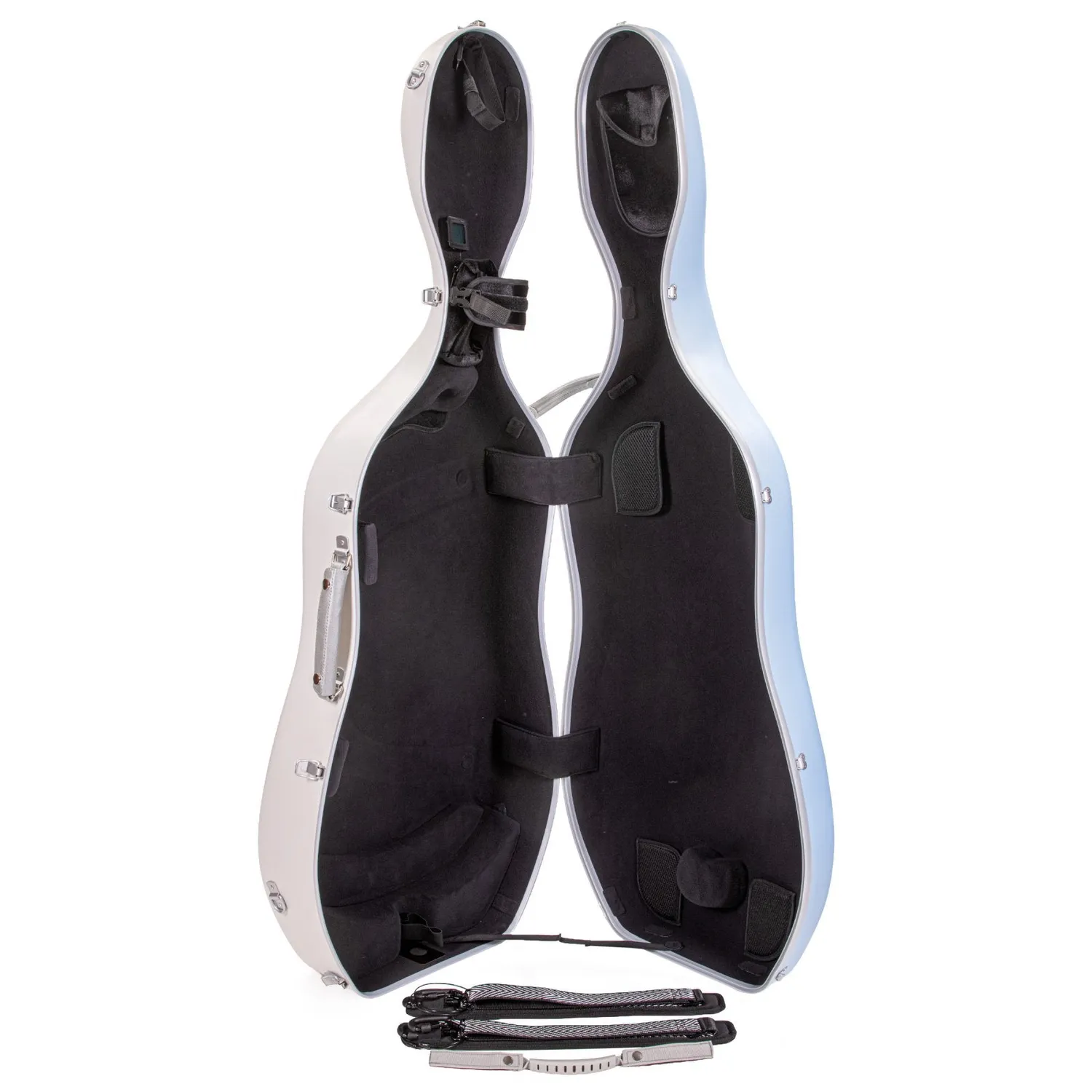 MV PC Lightweight Cellokoffer 4/4 Rollen Hellblau/Weiß