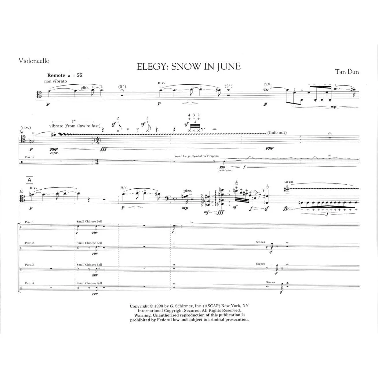 Schirmer Tan Dun Elegy Snow in June Noten Partitur Stimmen