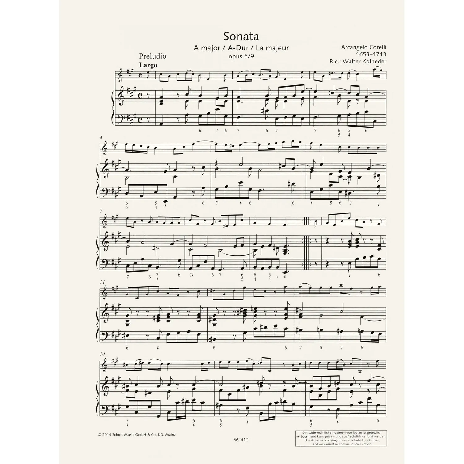 Schott Finest Baroque Sonatas Noten für Violine Continuo