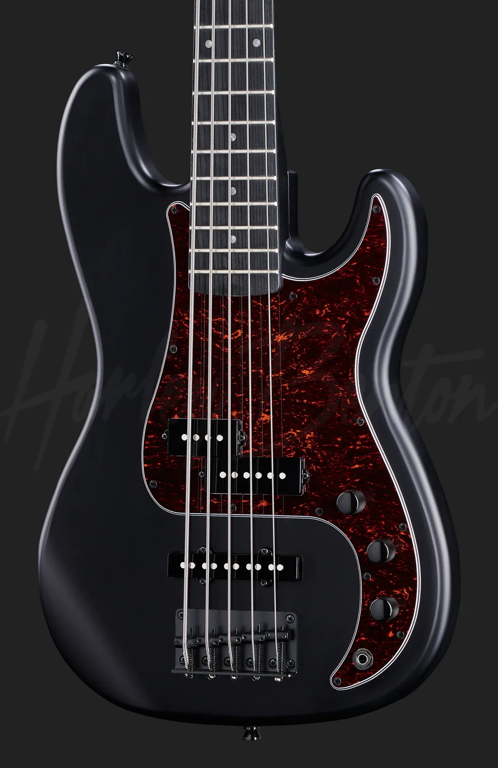 Harley Benton PJ-5 SBK E-Bass 5-saitig Satin Schwarz