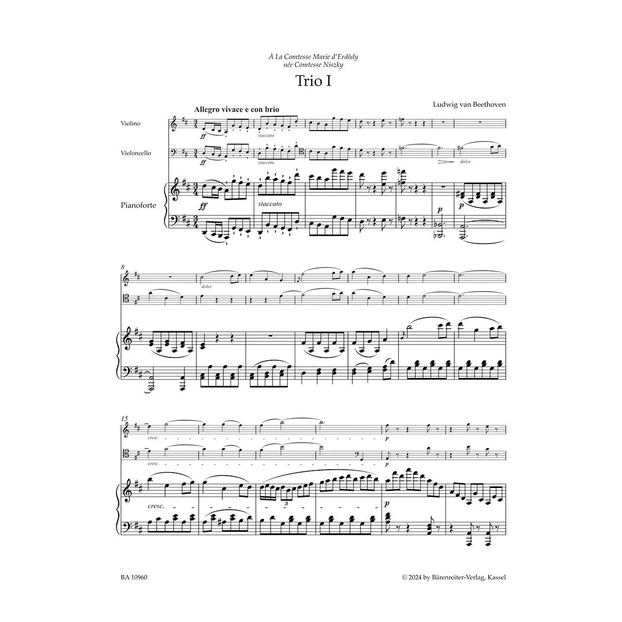 Bärenreiter Beethoven Klaviertrios Op. 70 Noten Urtext Trio