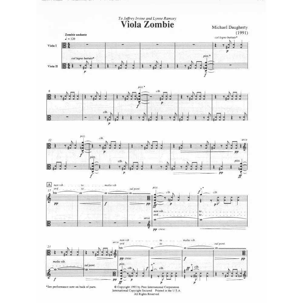 Peermusic Viola Zombie Bratschenduo Noten Daugherty