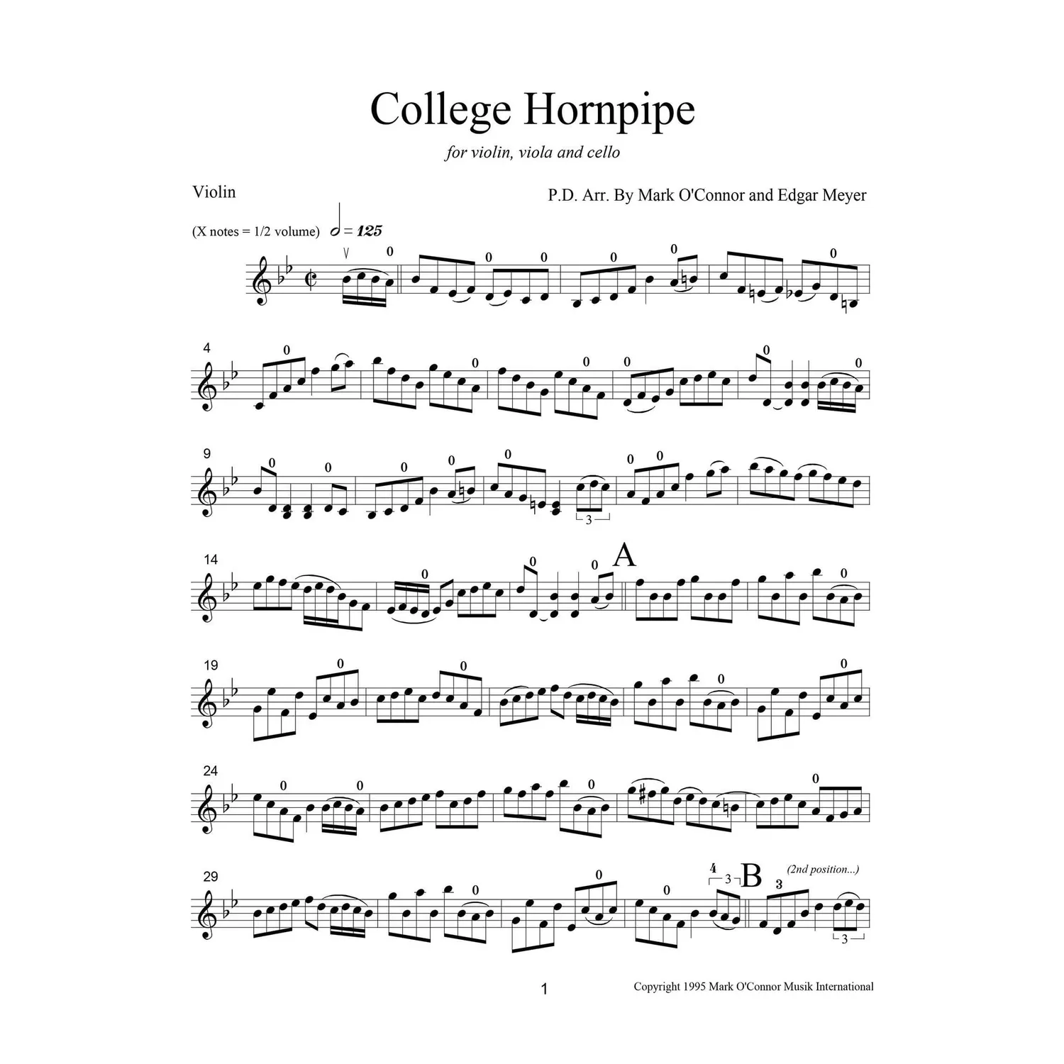 Mark O'Connor College Hornpipe Violine Noten Download Trio