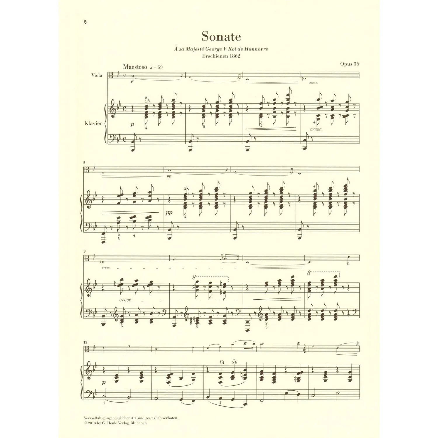 Henle Vieuxtemps Sonate B-Dur op. 36 Bratschennoten Klavier