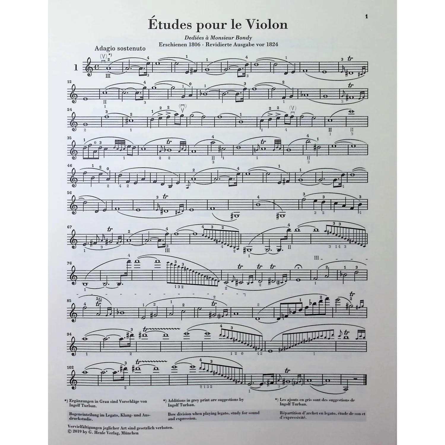 Henle Kreutzer 42 Etüden Violinnoten Urtext