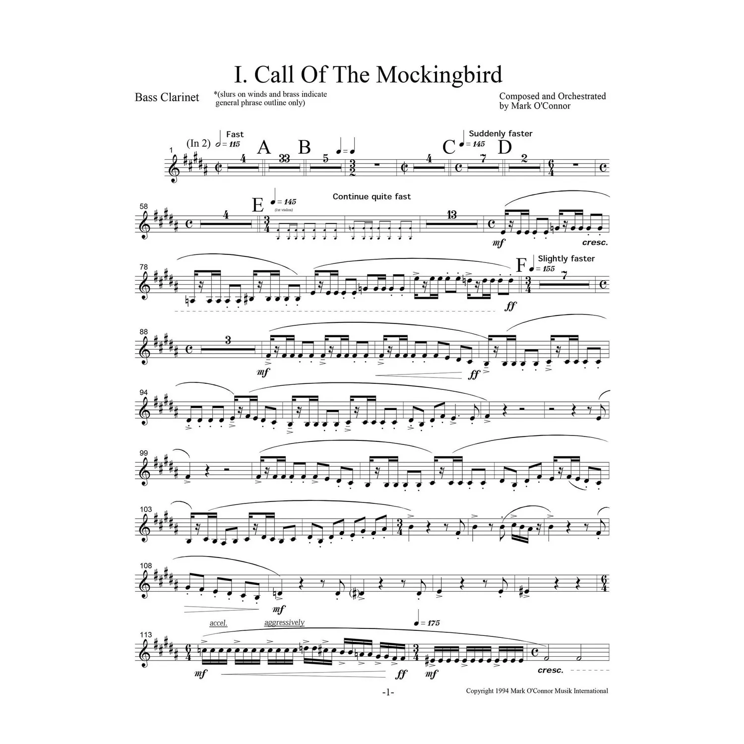 O'Connor Three Pieces Violine Orchester Noten Download Winds