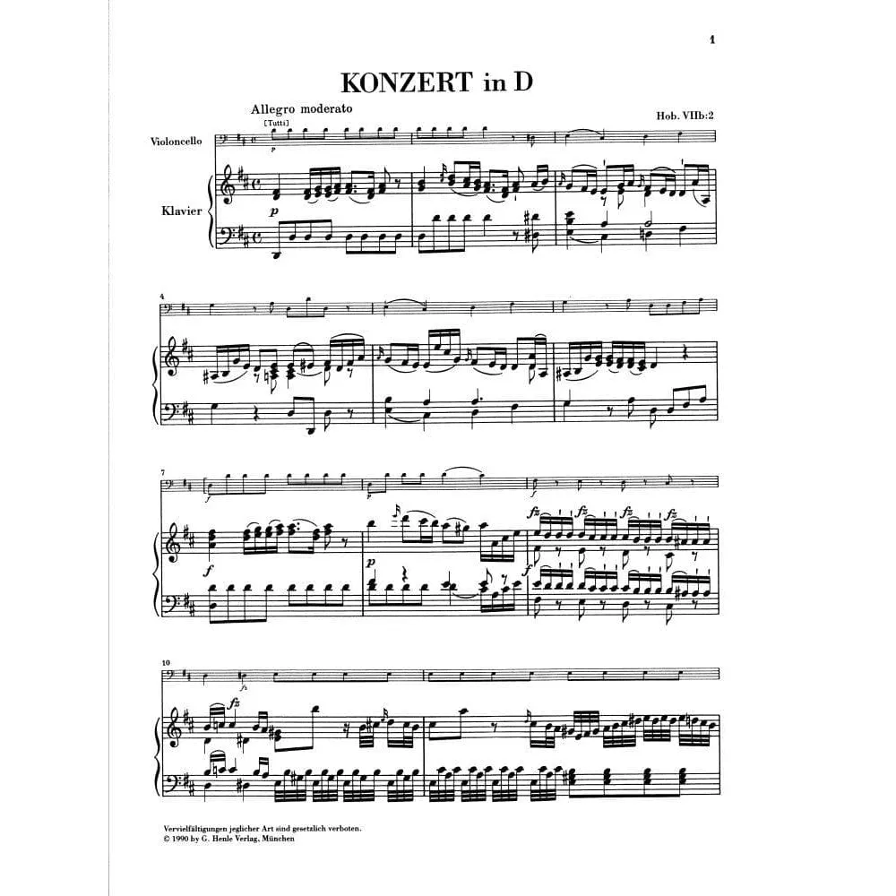 Henle Haydn Konzert D-Dur Hob VIIb:2 Cello Klavier Urtext