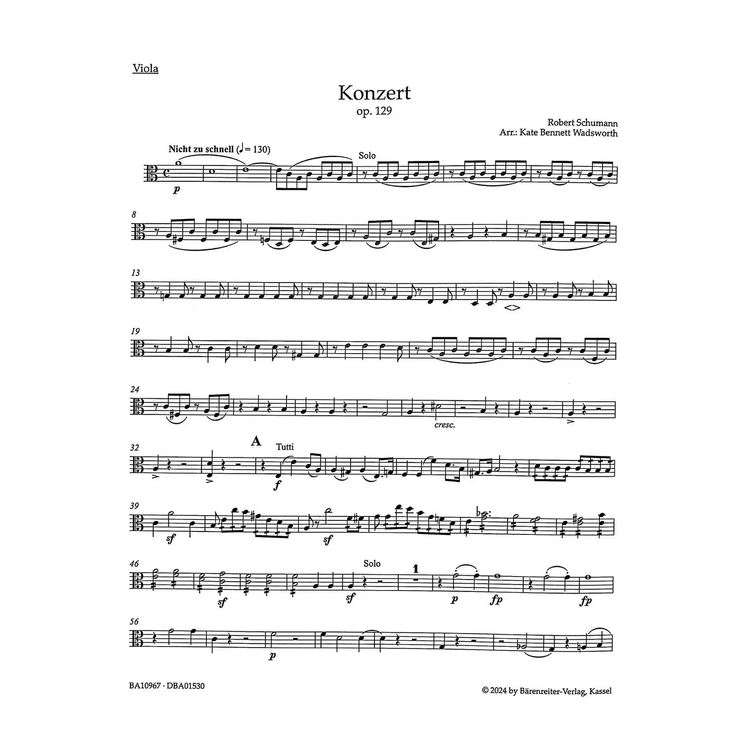 Bärenreiter Schumann Cellokonzert a-moll op. 129 Noten
