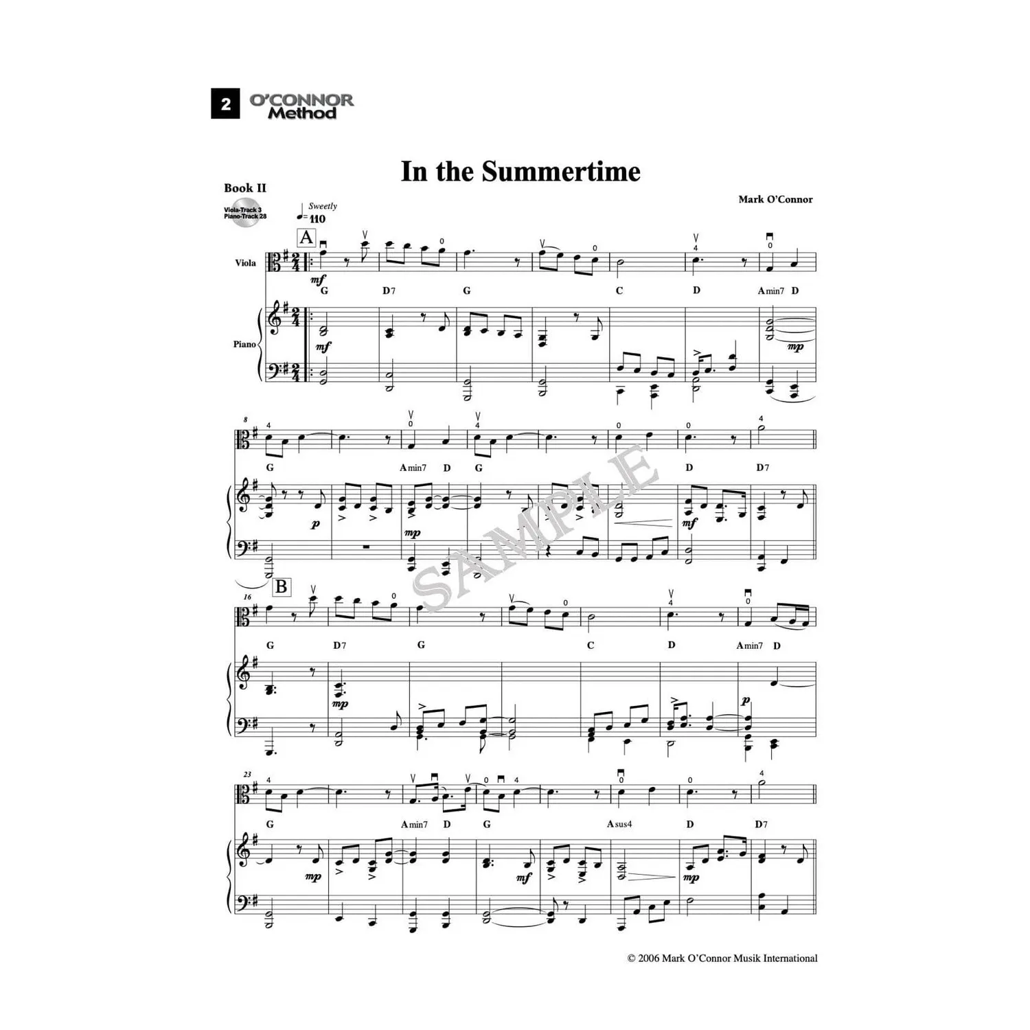 O'Connor Viola Method 2 Klavierbegleitung Noten-Download
