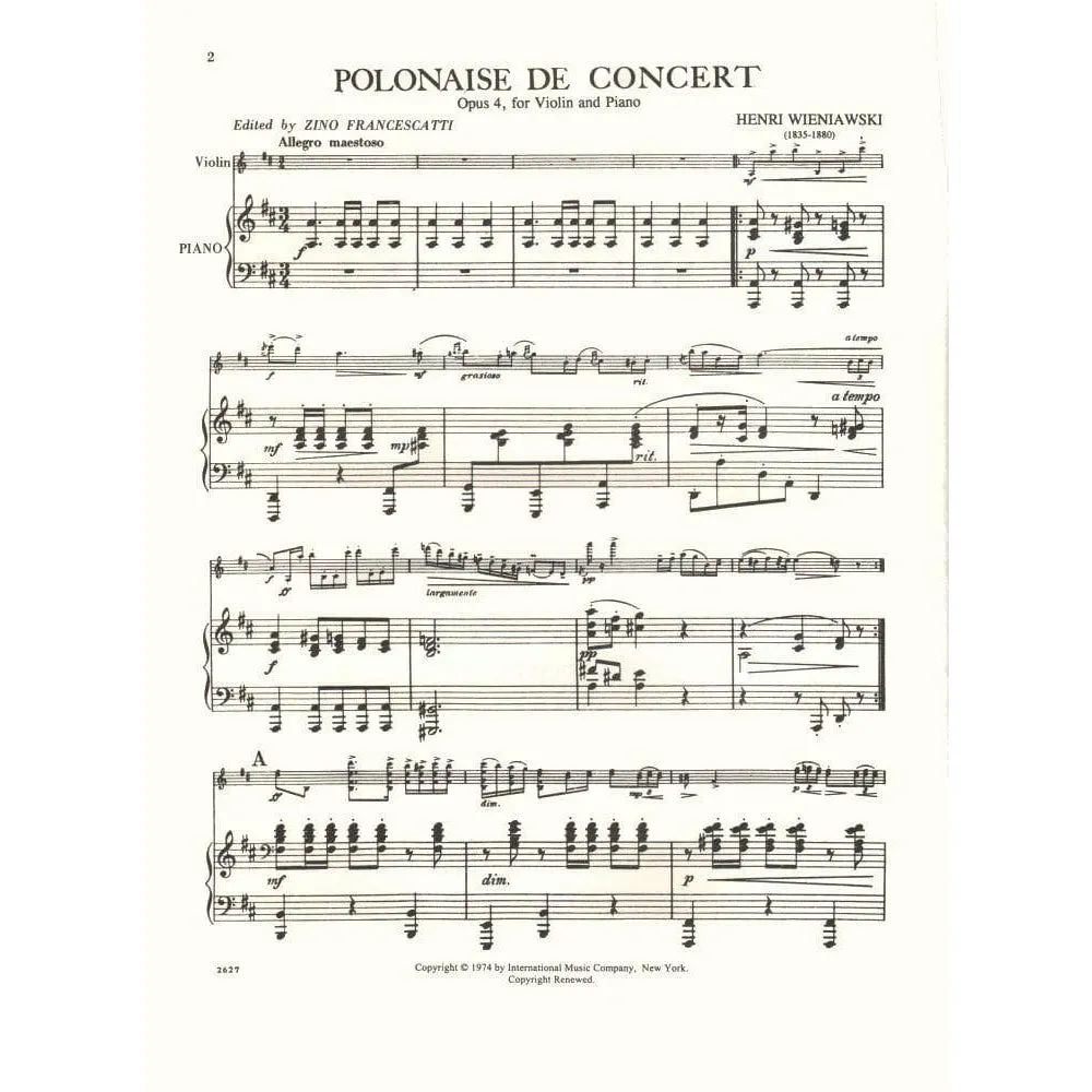 Wieniawski Polonaise Brillante Op 4 Noten Violine Klavier