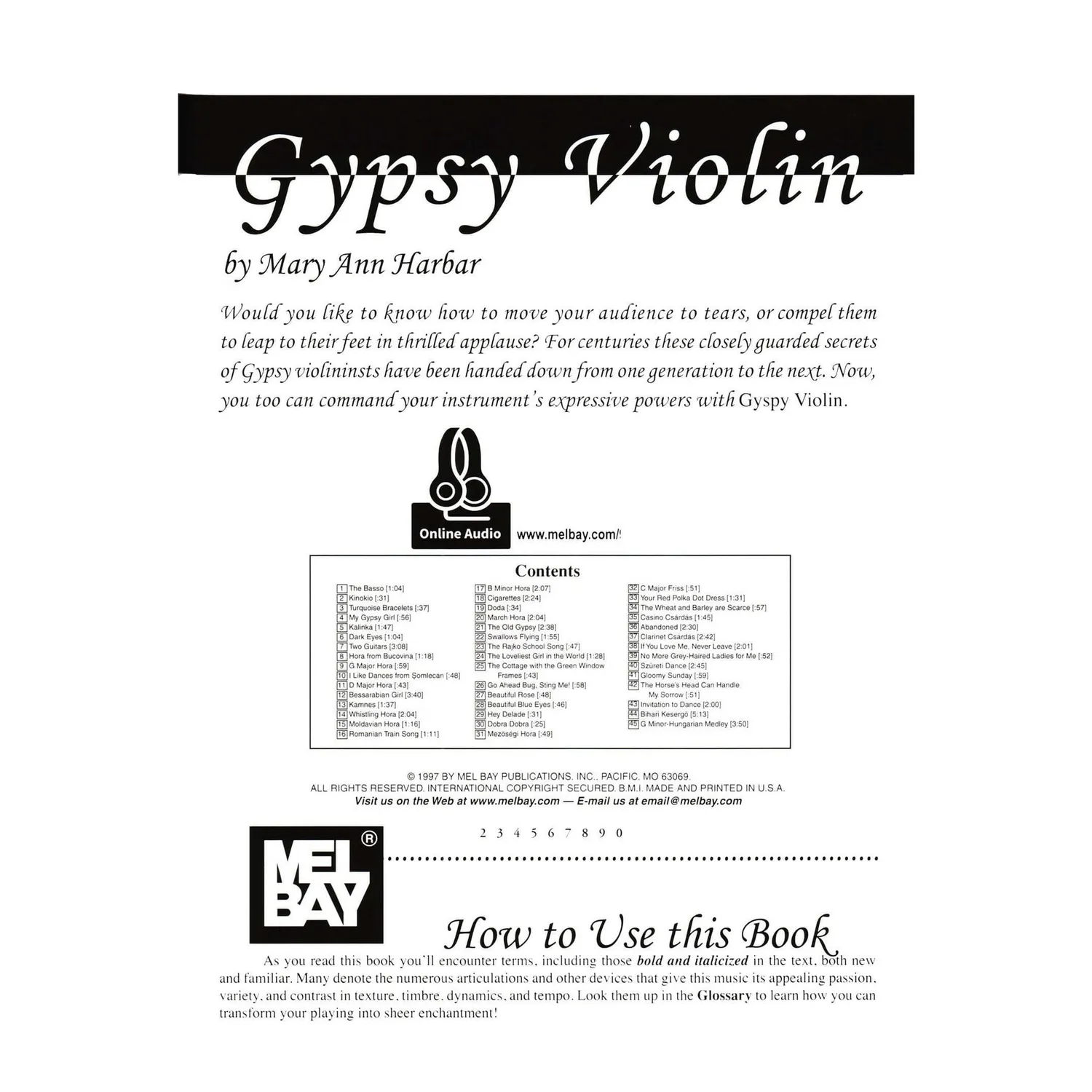 Mel Bay Harbar Gypsy Violin Notenbuch mit Online-Audio
