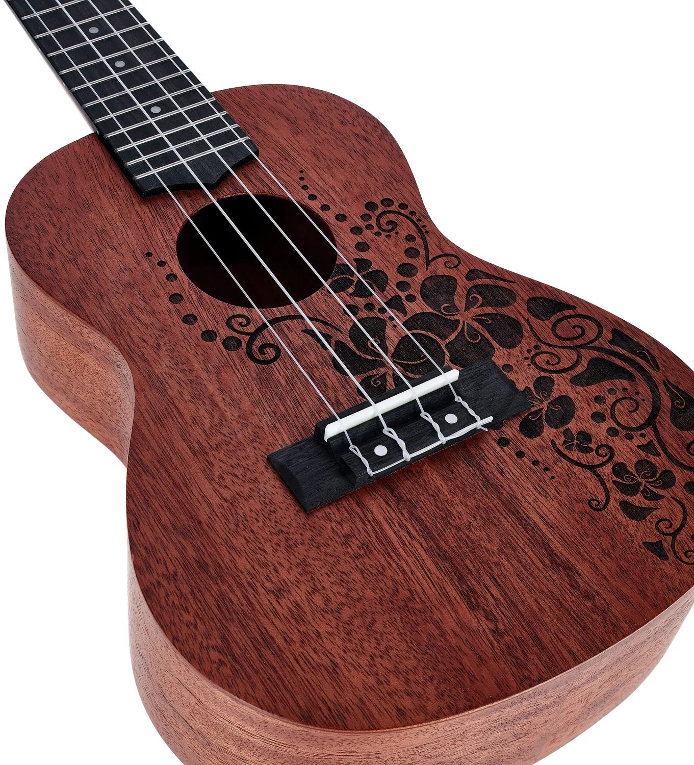 Harley Benton Standard Kahuna-C Flower Konzert-Ukulele Mahagoni