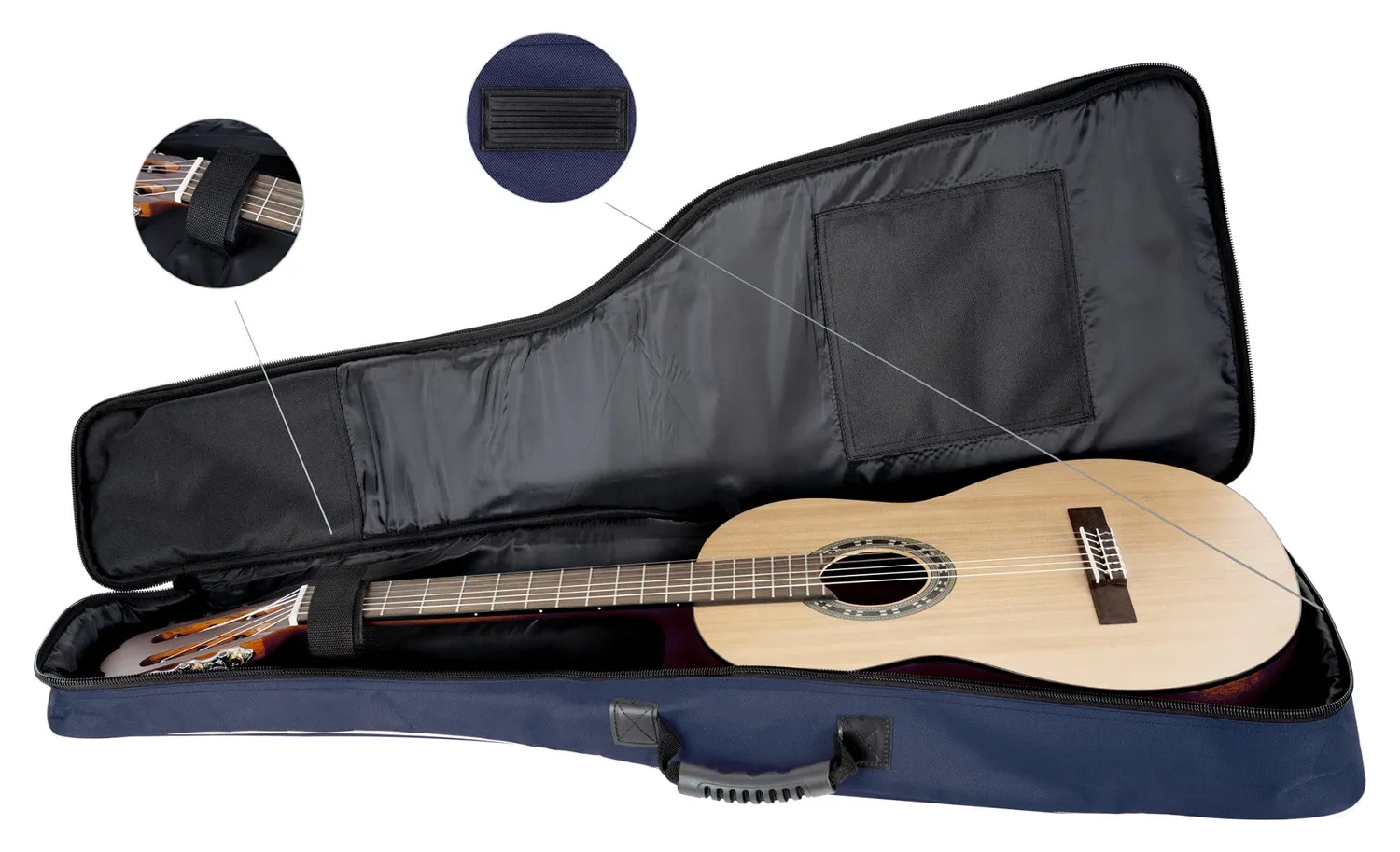 Rocktile 3/4 7/8 Klassik-Gitarrentasche Gigbag blau gepolstert