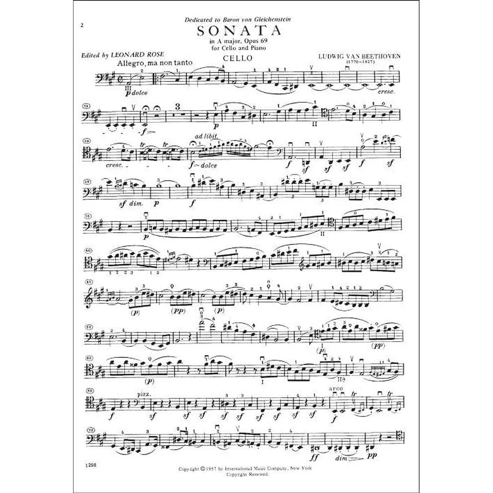 Beethoven Cellosonate Nr.3 A-Dur Op.69 Noten Cello Klavier
