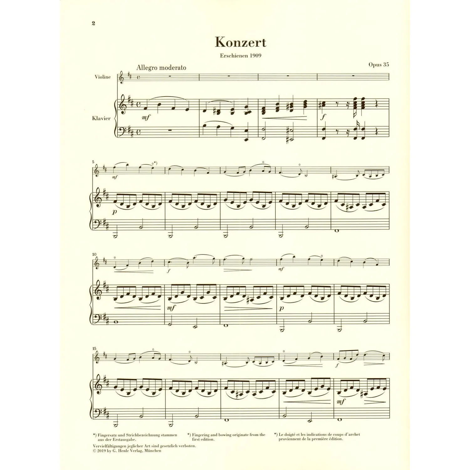 Henle Rieding Konzert h-moll Op 35 Noten Violine Klavier Urtext