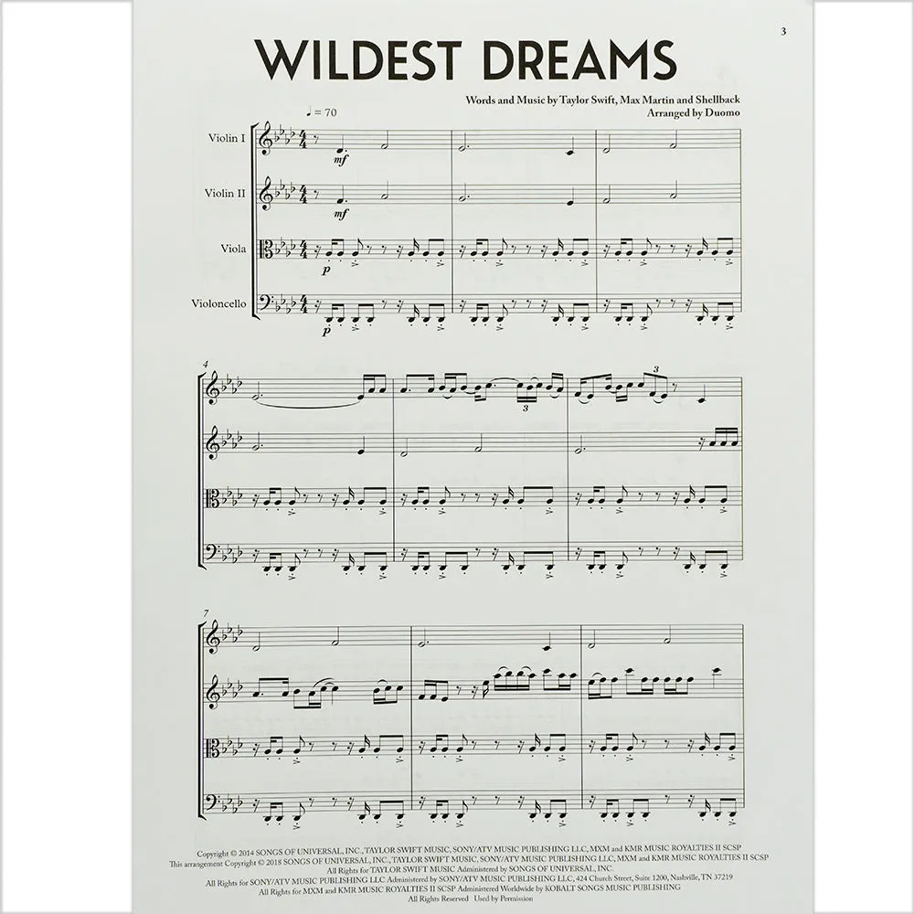 Shar Music Wildest Dreams Streichquartett Noten Set
