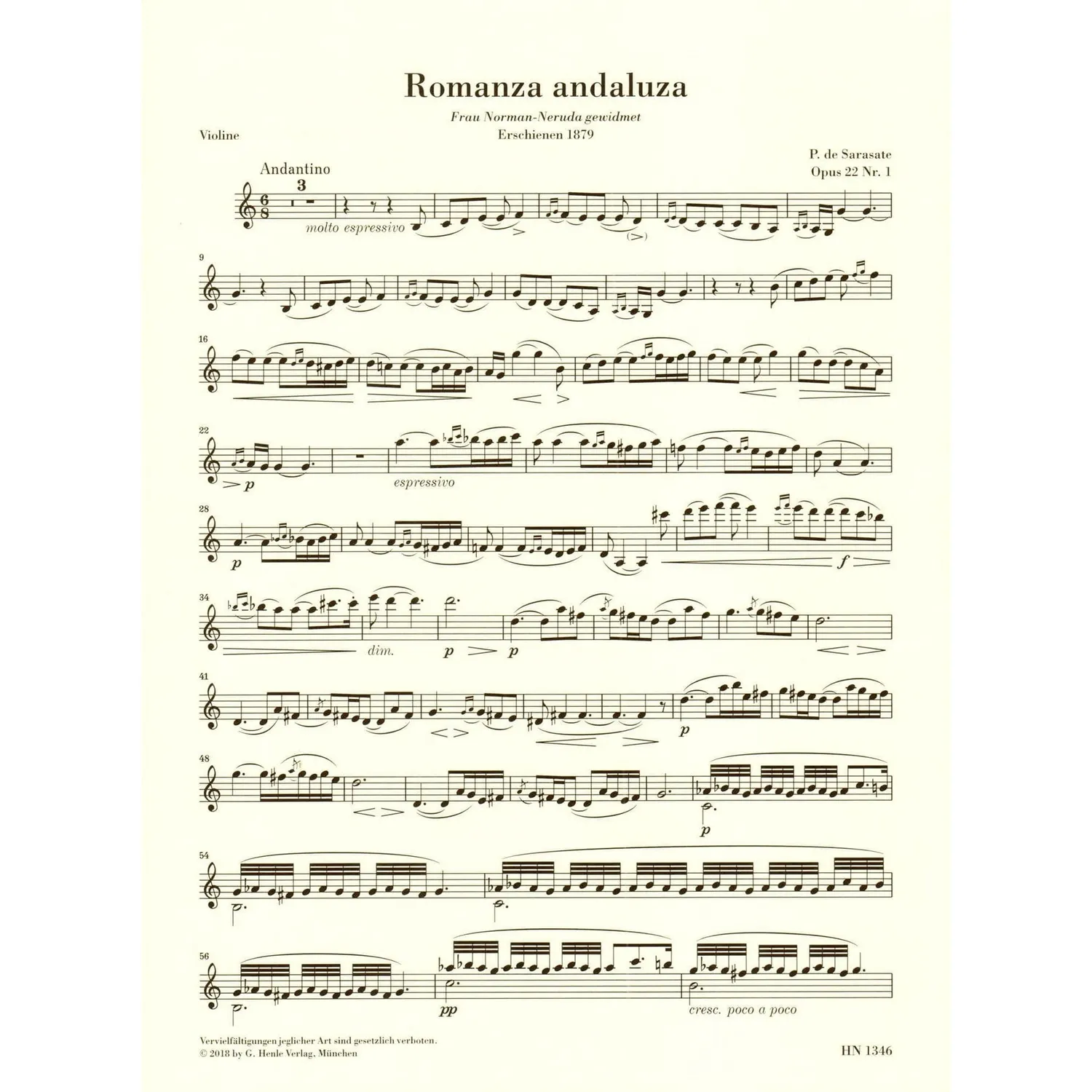 Henle Sarasate Romanza andaluza Violinnnoten Violine Klavier