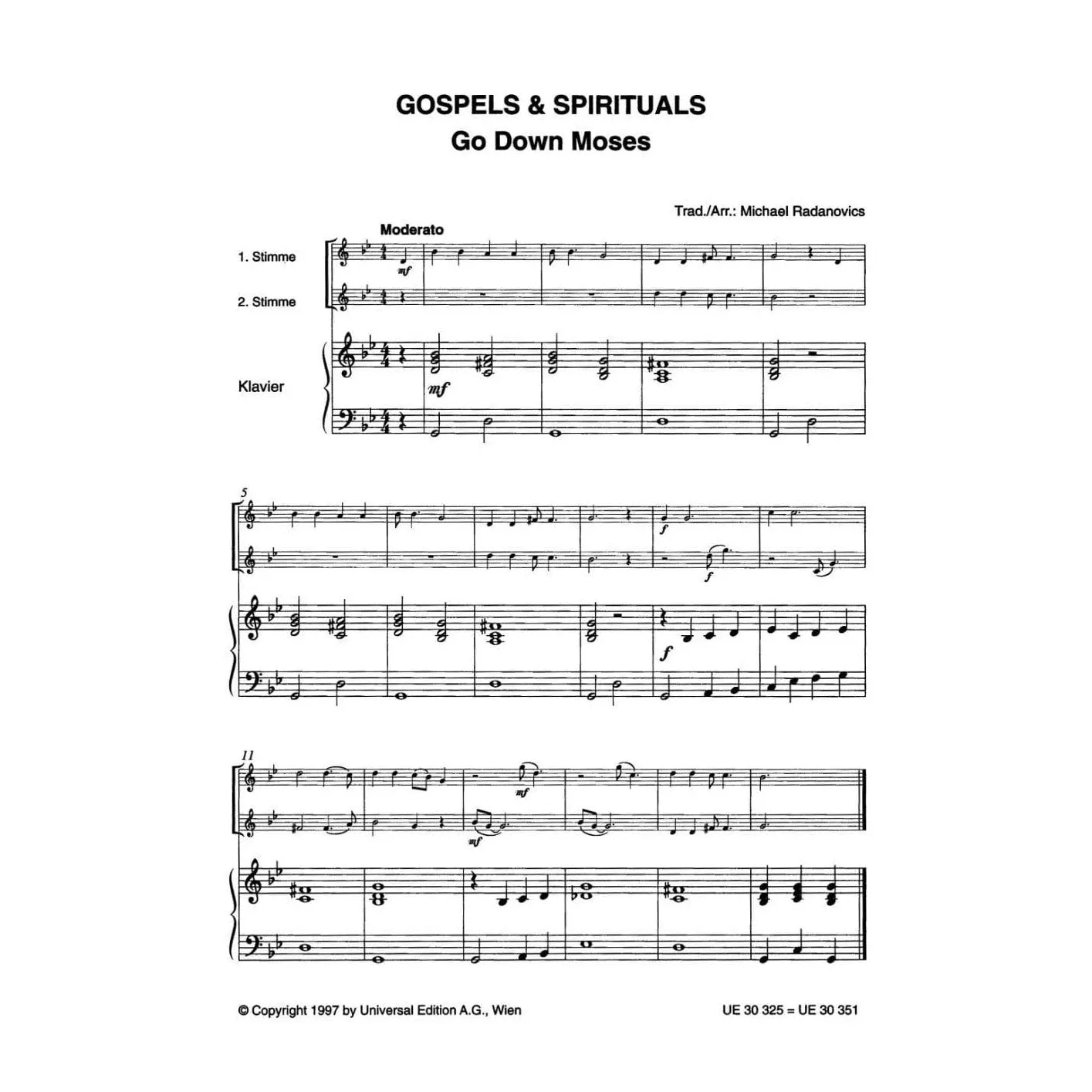 Shar Music Radanovics Gospels Spirituals Noten 2 Violinen Klavier