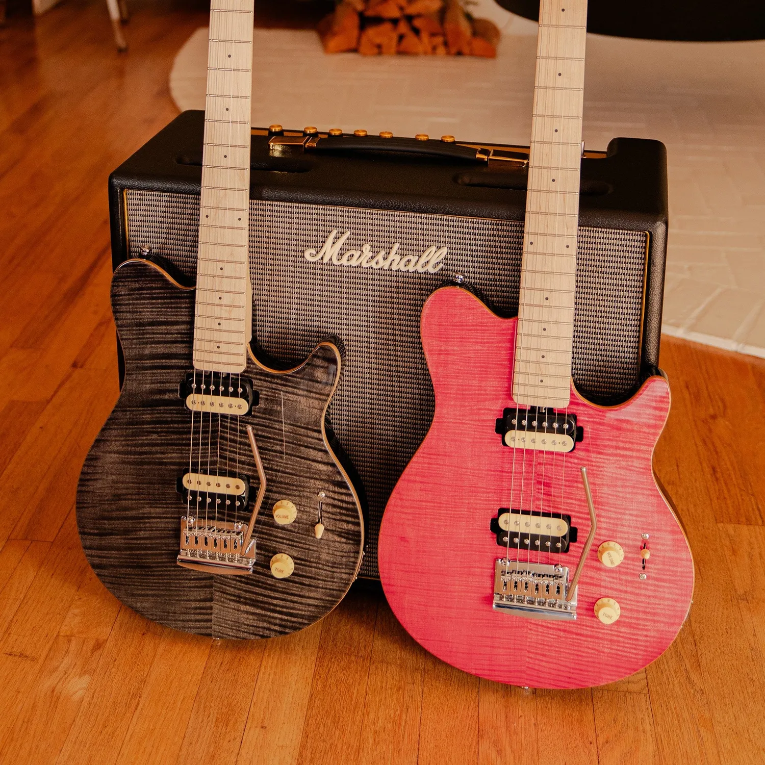 Sterling SUB Series Axis E-Gitarre Stain Pink HH