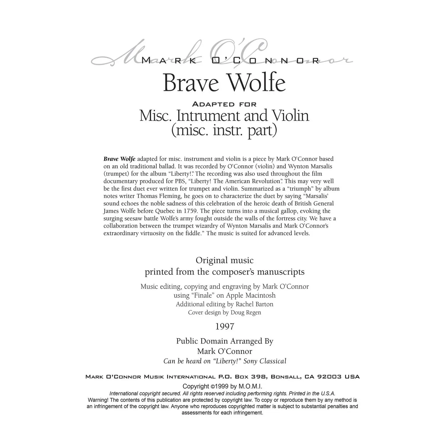 Shar Music Brave Wolfe Noten Download Trompete Violine