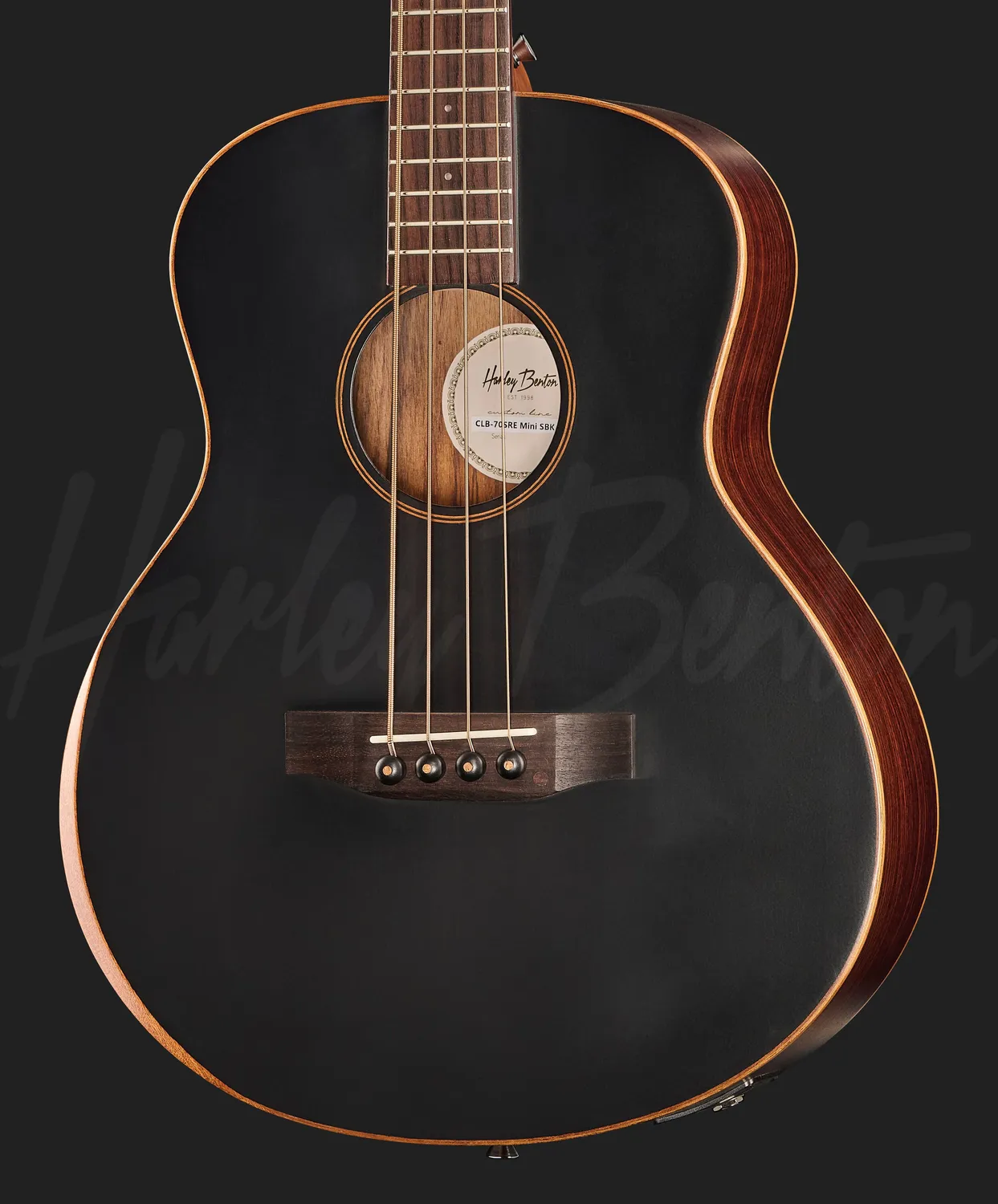 Harley Benton Custom Line CLB-70SRE Mini Akustikbass schwarz Fichte massiv
