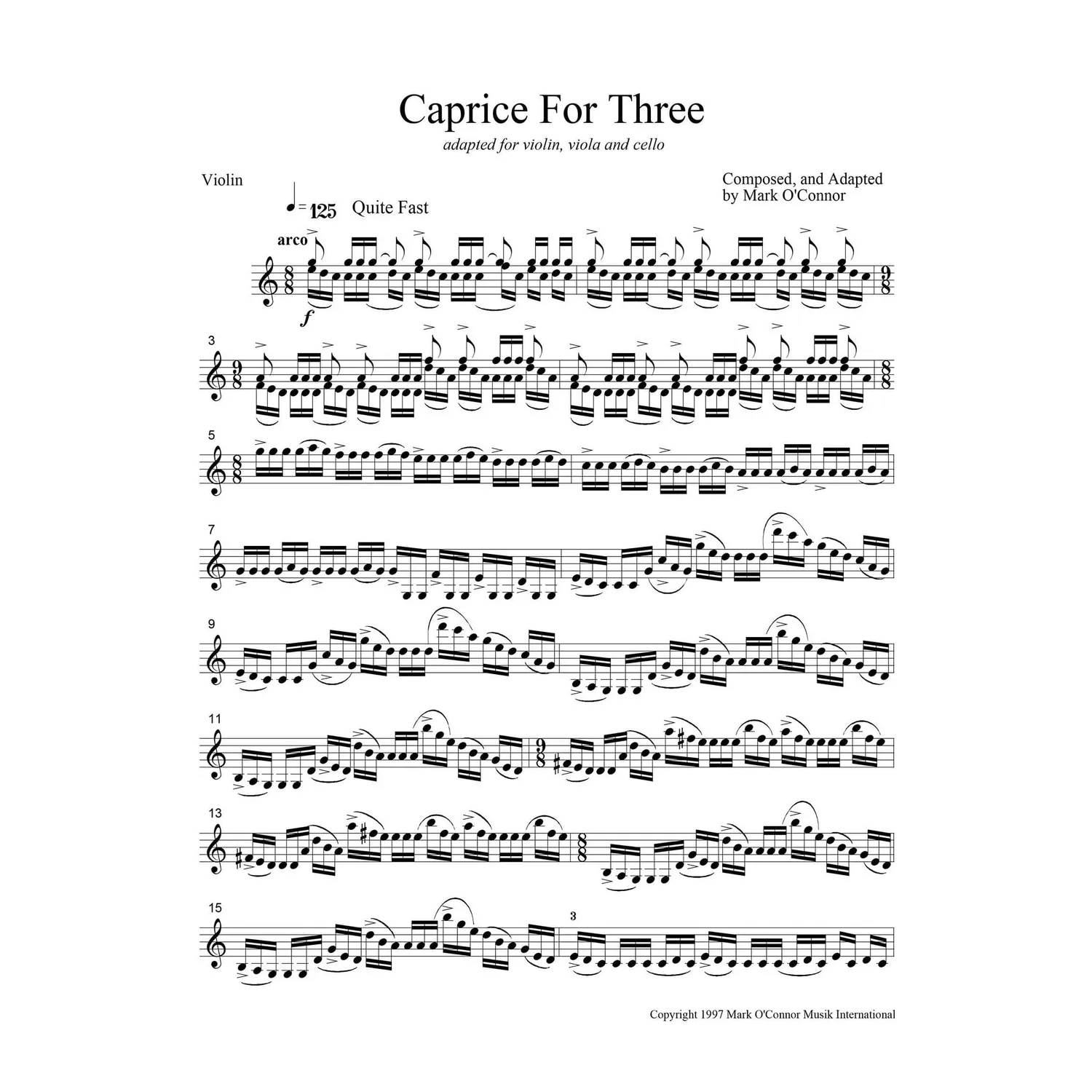Shar Music OConnor Caprice for Three Noten Trio Download