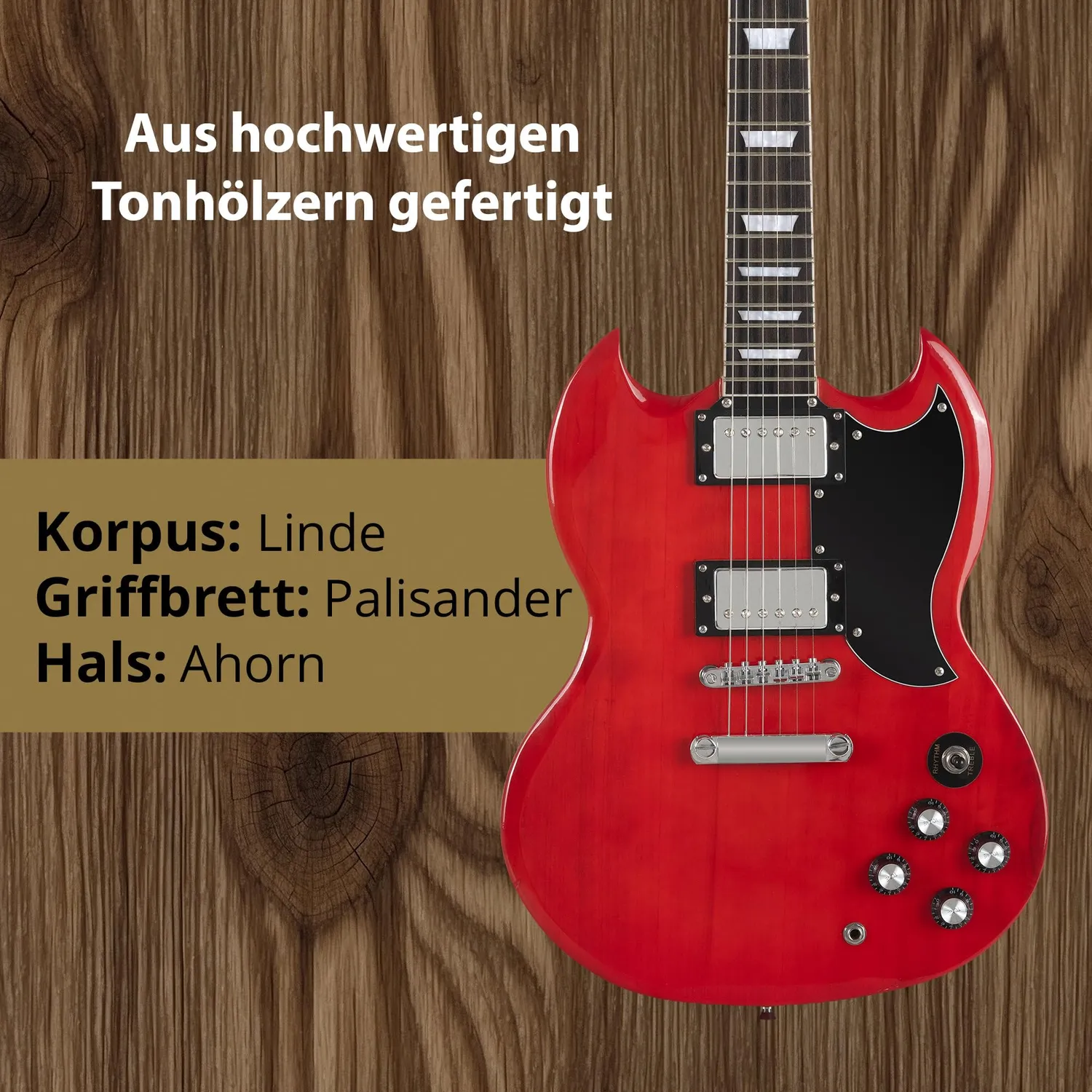 Rocktile Pro S-Red E-Gitarre Doublecut Heritage Cherry
