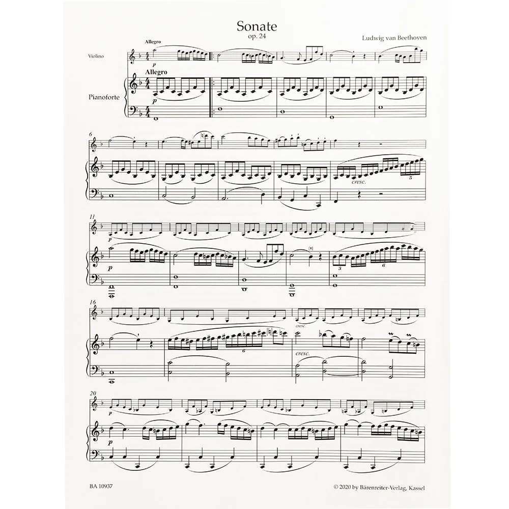 Bärenreiter Beethoven Frühlingssonate op. 24 Noten Violine Klavier Urtext