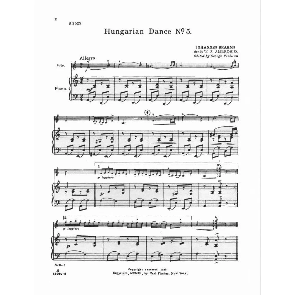 Shar Music Brahms Ungarischer Tanz Nr 5 Noten Violine Klavier