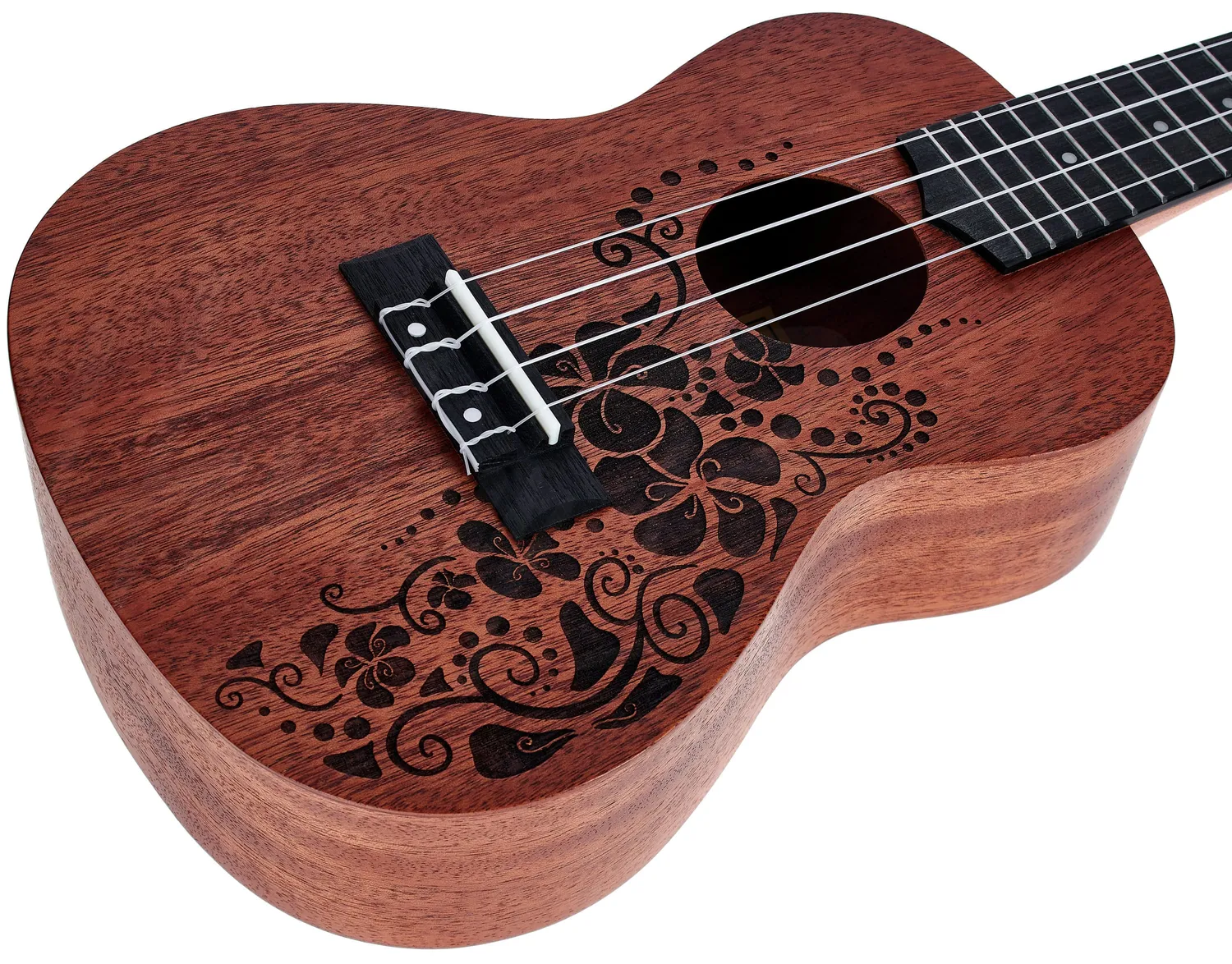 Harley Benton Standard Kahuna-C Flower Konzert-Ukulele Mahagoni