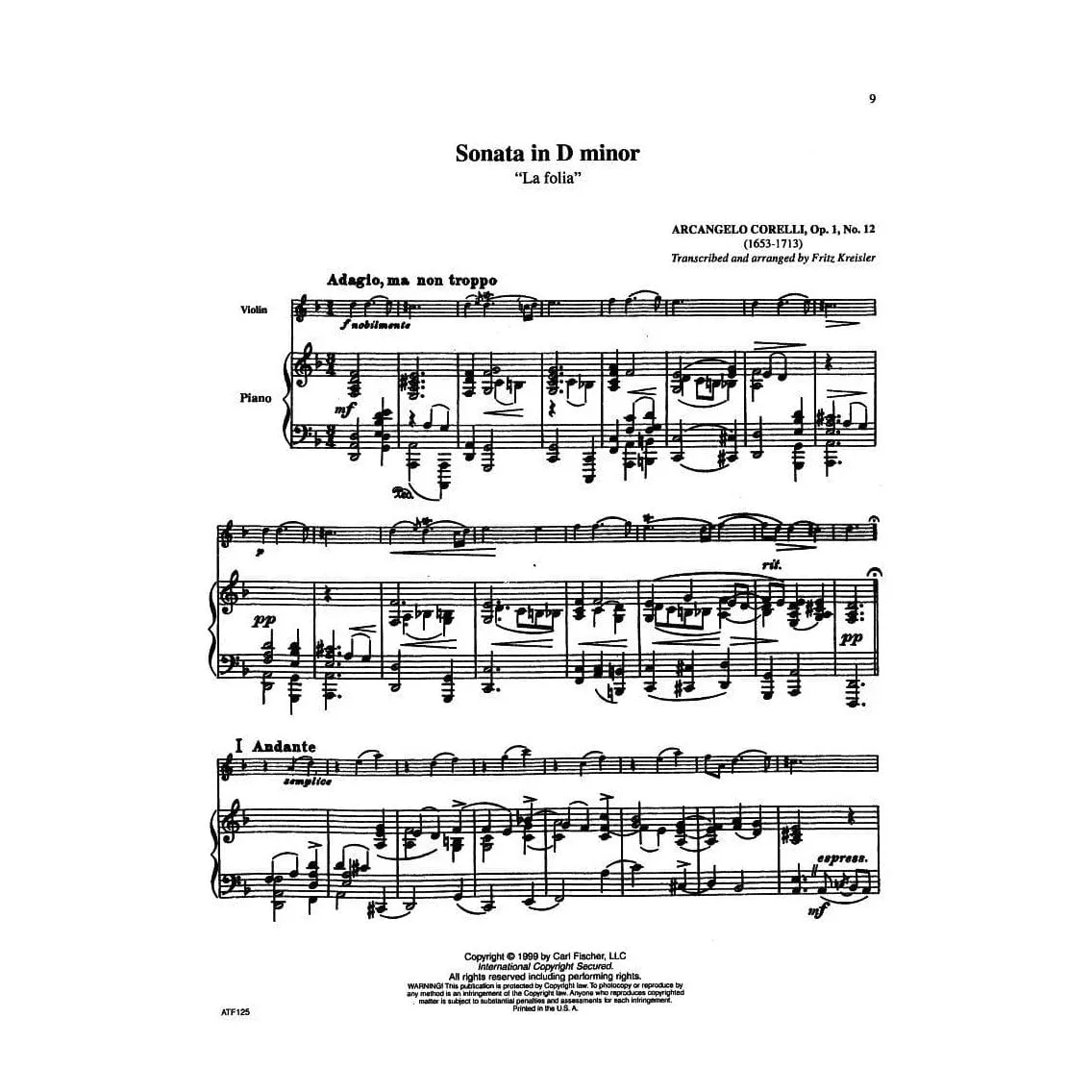 Carl Fischer Fritz Kreisler Collection Vol. 3 Noten Violine Klavier