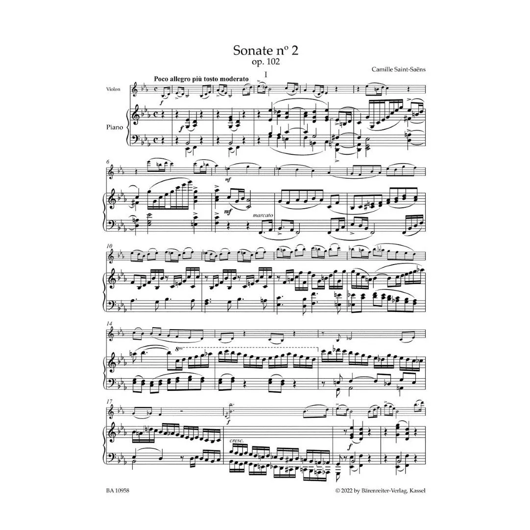 Shar Music Saint-Saëns Sonate Nr. 2 Es-Dur op. 102 Noten Violine