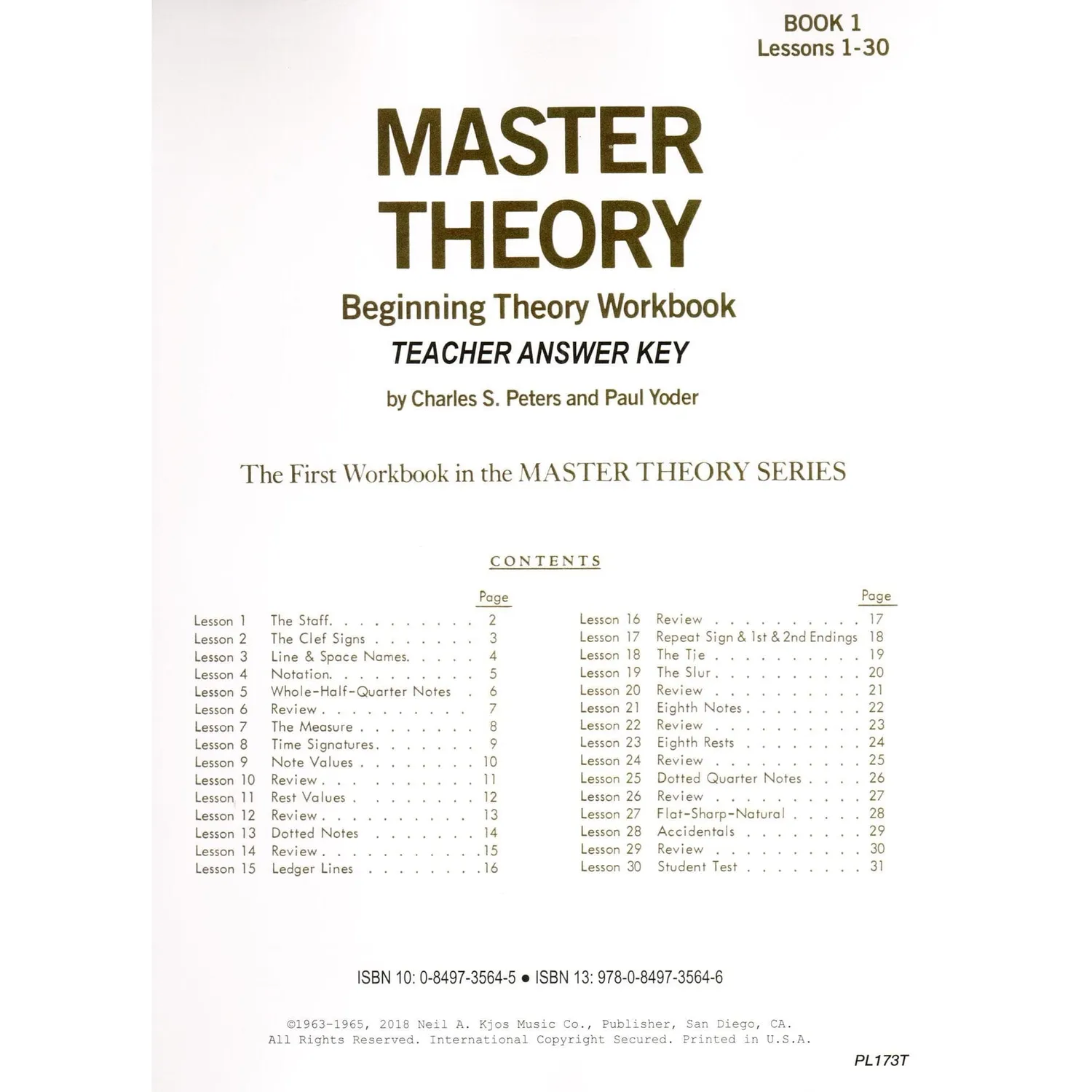 Kjos Master Theory Book 1 Lösungsheft Lehrer Peters Yoder