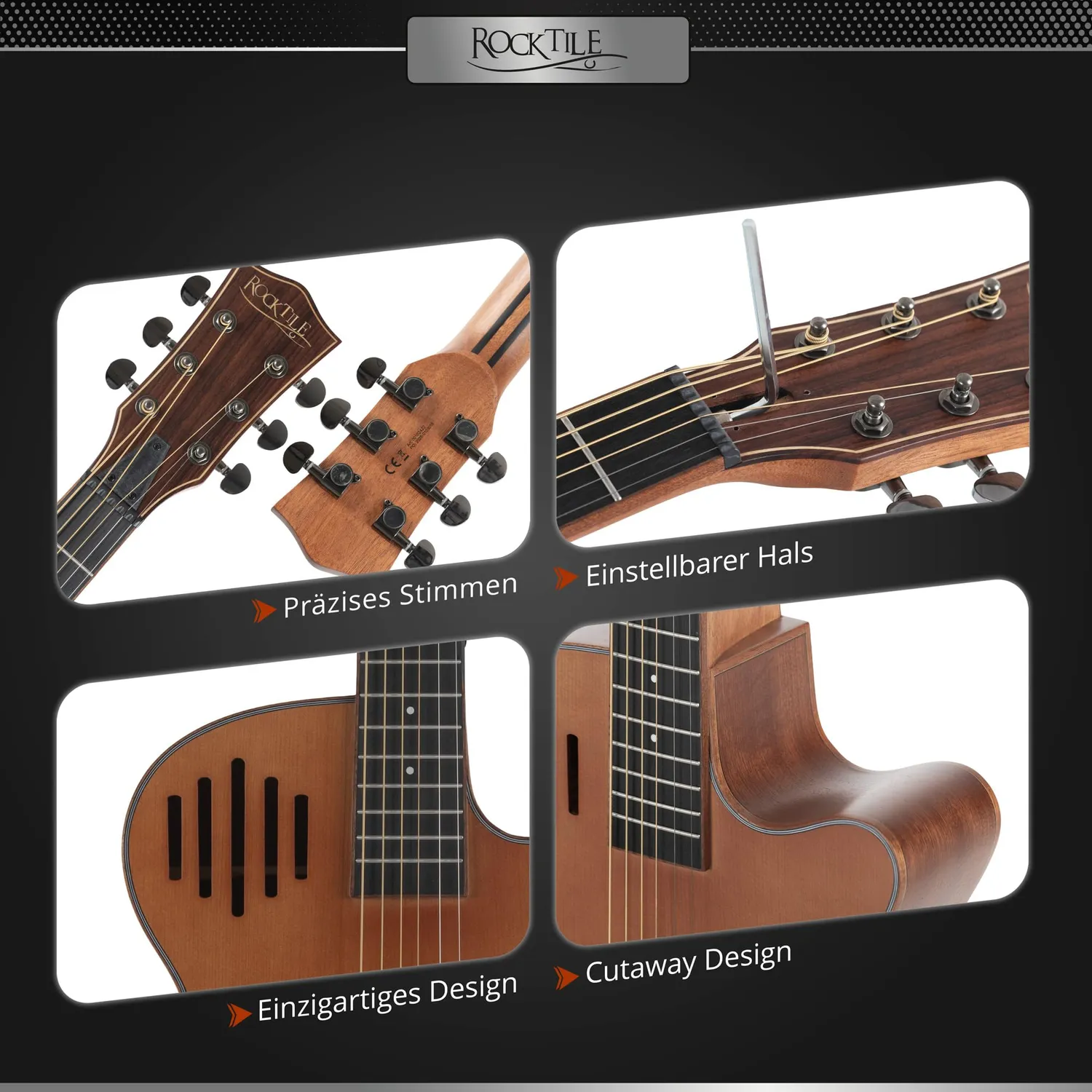 Rocktile OV2C-BN Westerngitarre Concert Cutaway