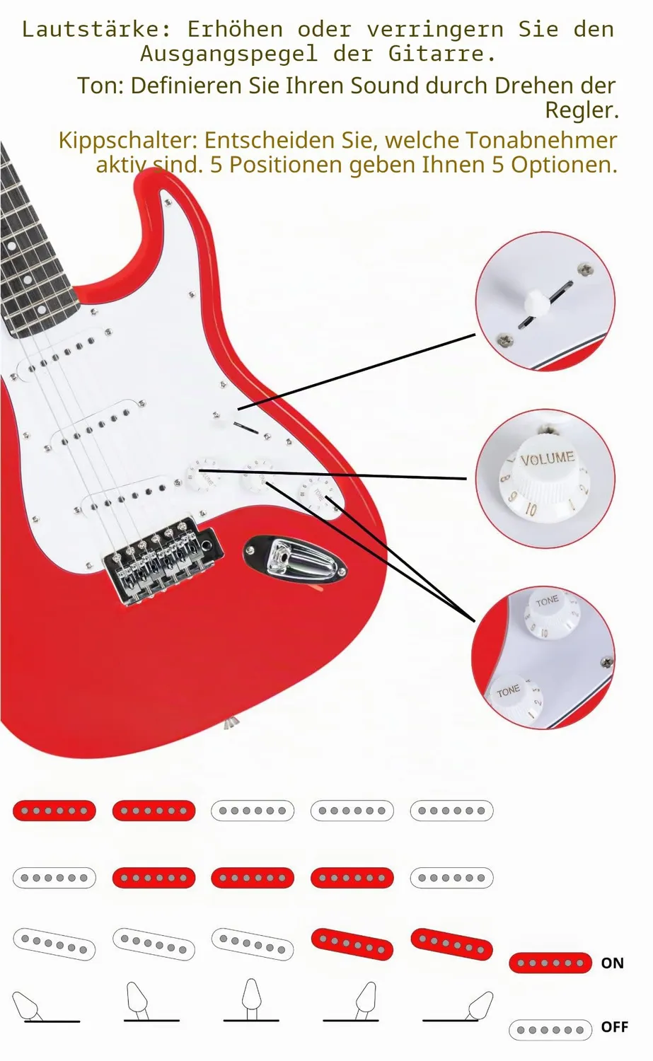 Rocktile Banger's Pack E-Gitarren Set Rot mit Verstärker