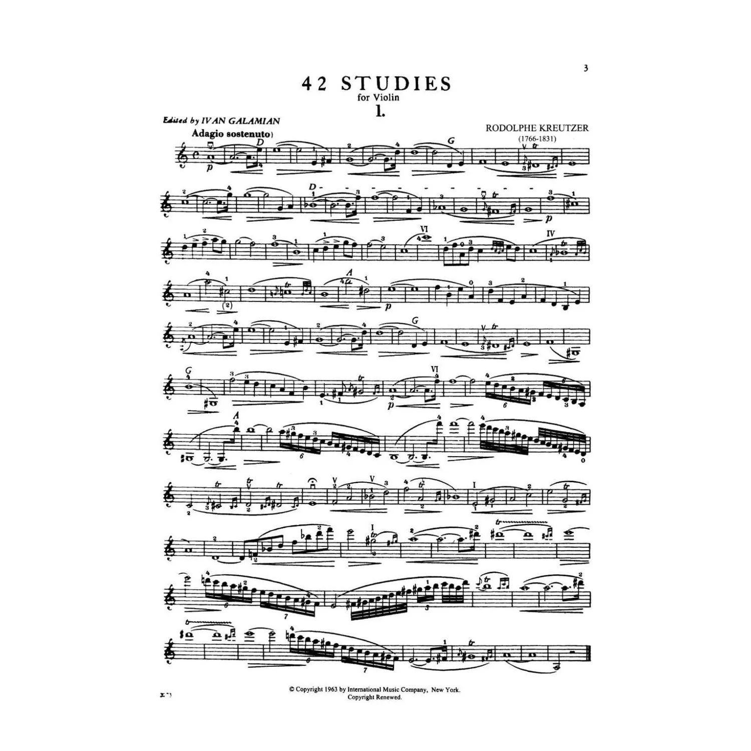 International Kreutzer 42 Etüden Violinnoten Galamian Fortgeschritten