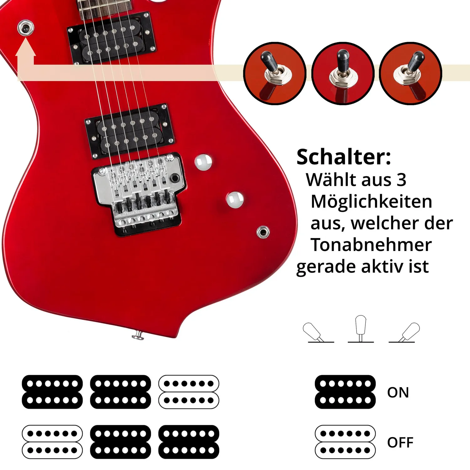 Rocktile Sidewinder MG-3012 E-Gitarre Metallic Red