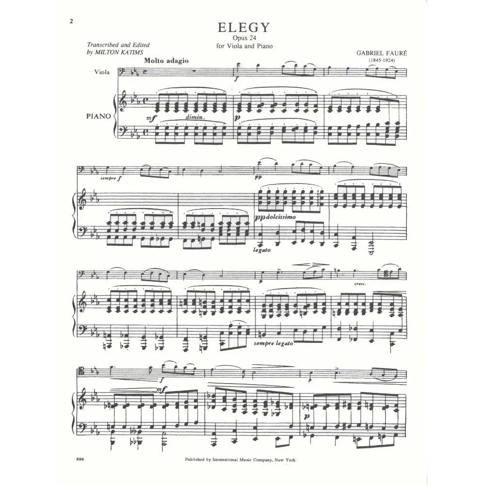 Fauré Elegie Op.24 Noten für Viola und Klavier Katims