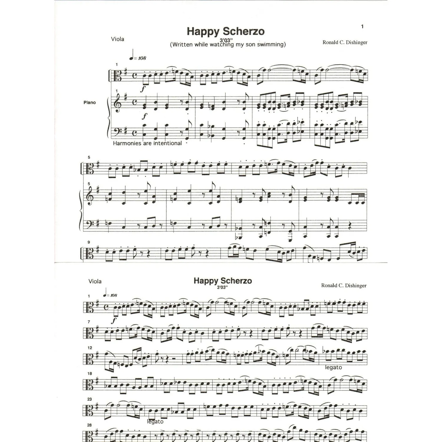 Medici Music Happy Scherzo Noten Viola Klavier A3