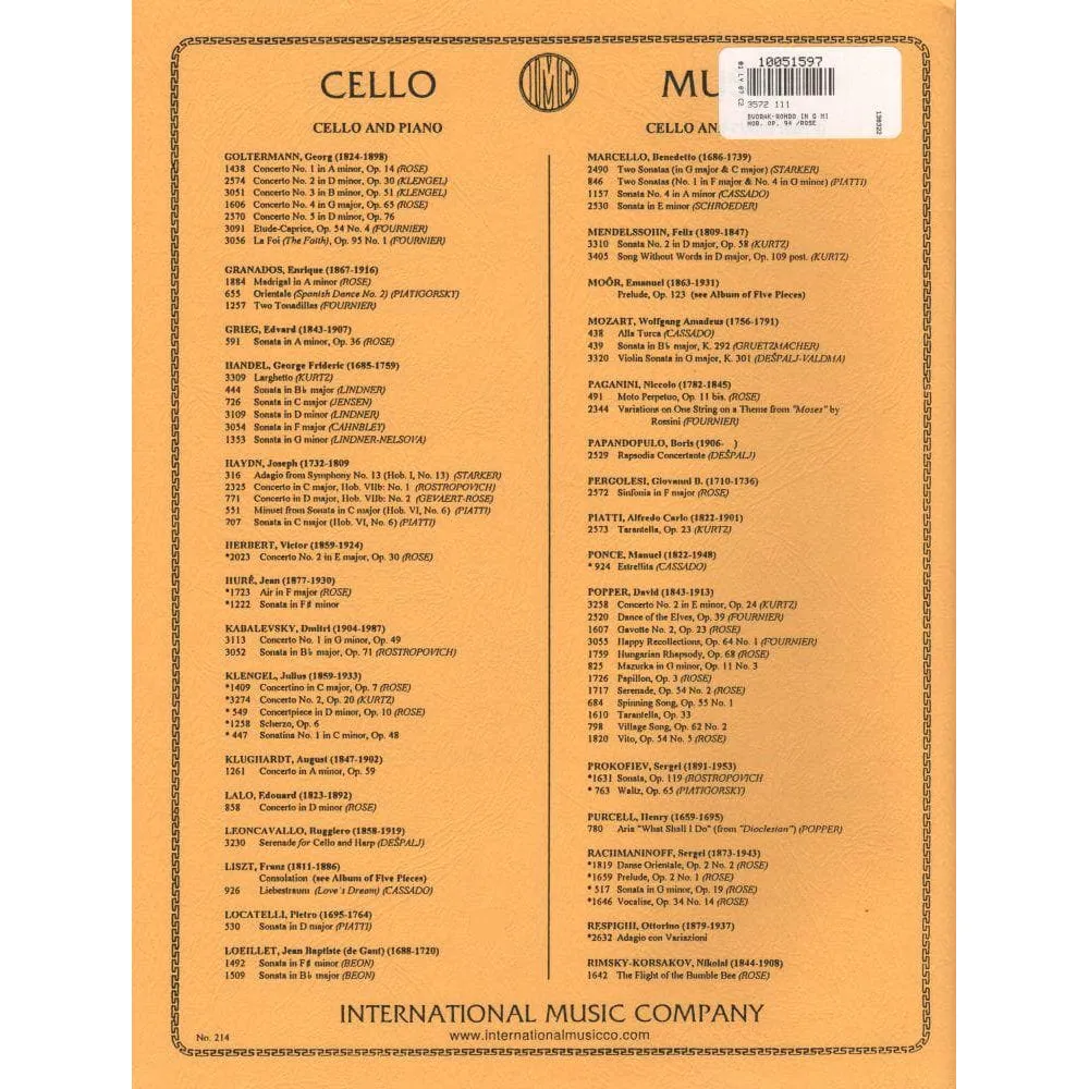 Shar Music Dvorak Rondo g-Moll op. 94 Noten Cello Klavier