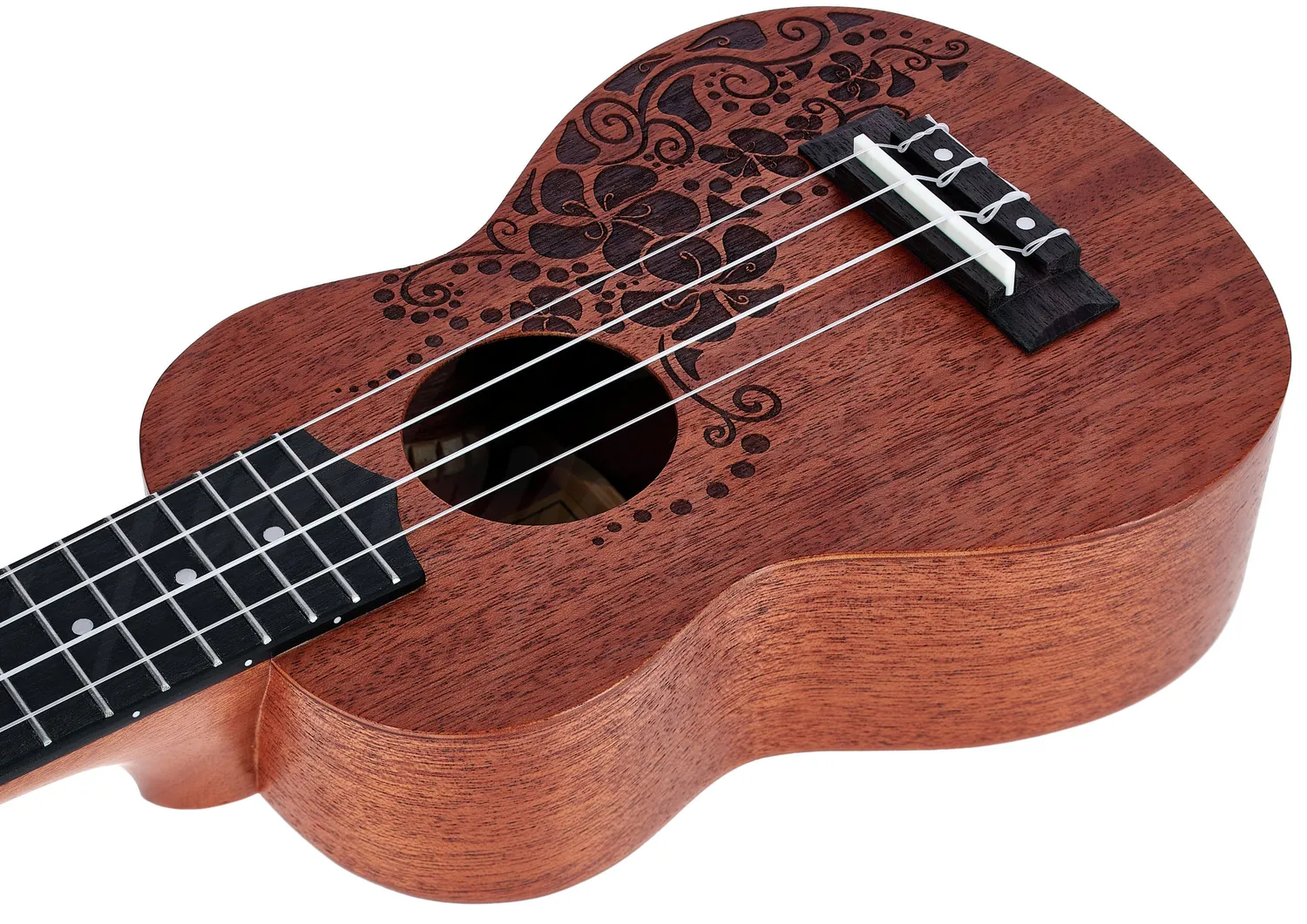 Harley Benton Kahuna-S Flower Sopran-Ukulele Mahagoni