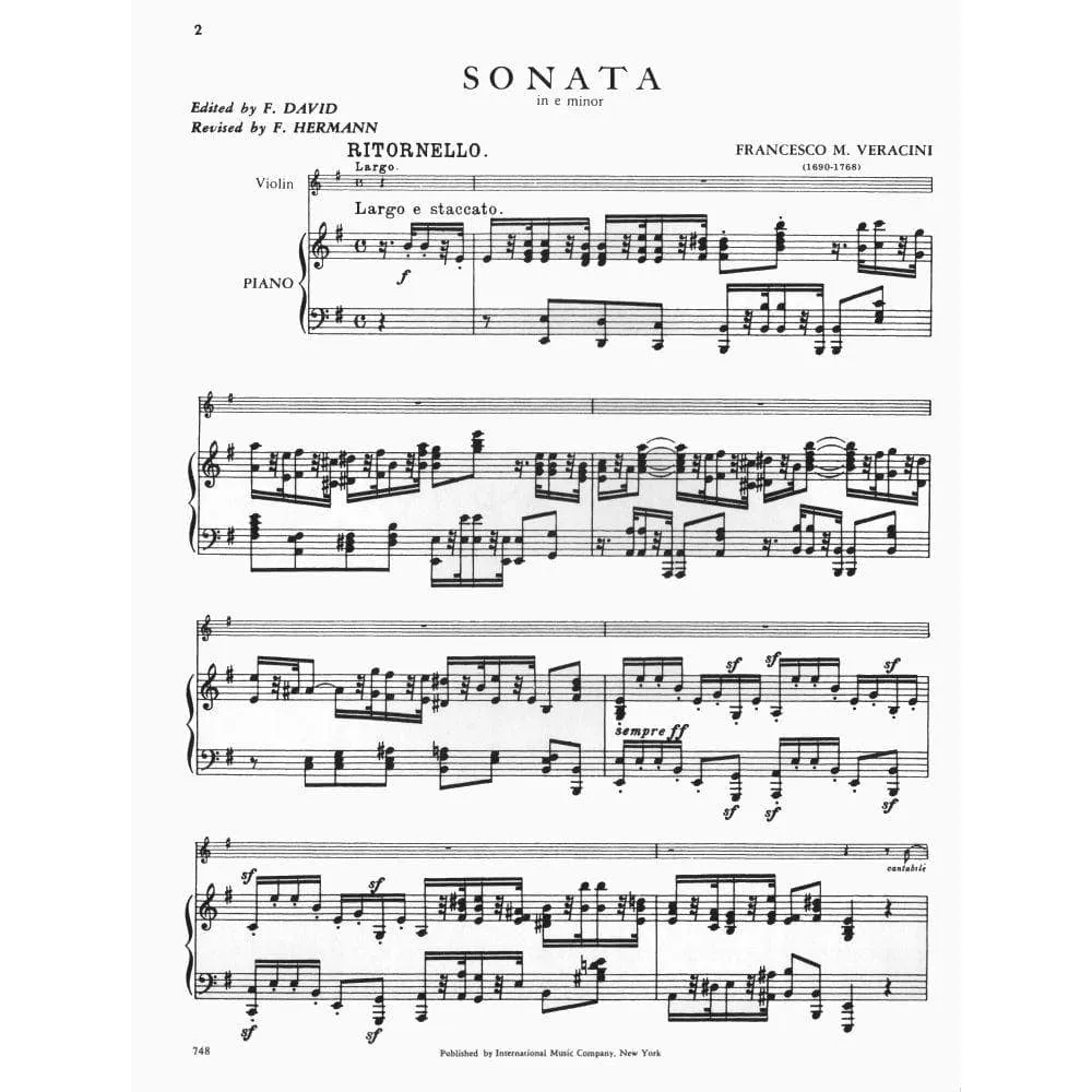 Veracini Sonate e-Moll Op.2 Nr.8 Violin Noten Klavier