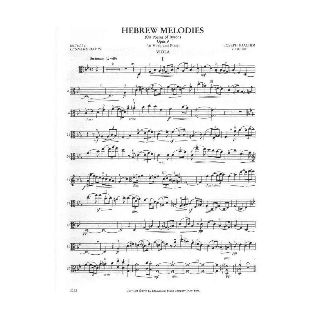 Shar Music Joachim Hebrew Melodies Op.9 Bratschennoten