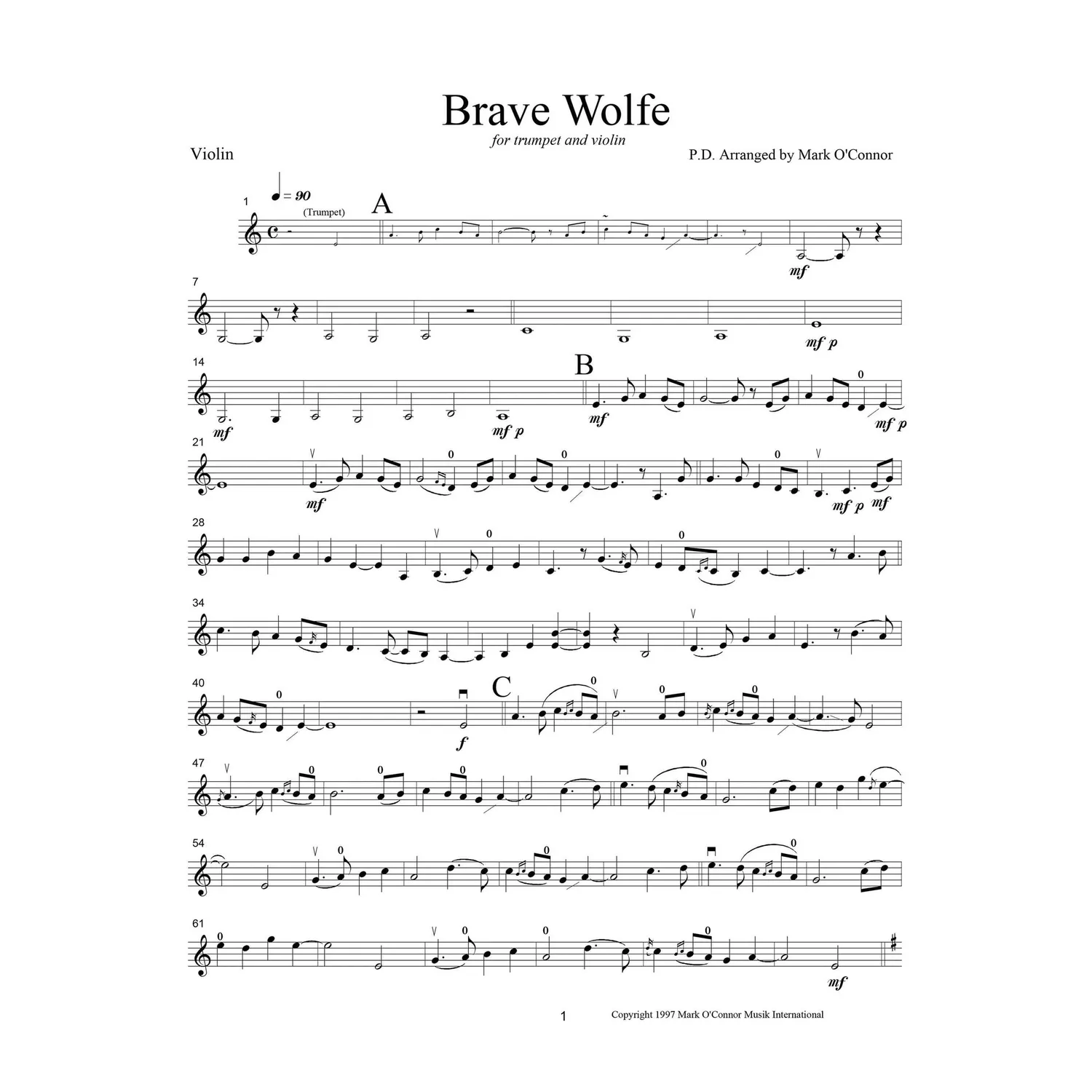 Shar Music Brave Wolfe Duett Noten Violine Download