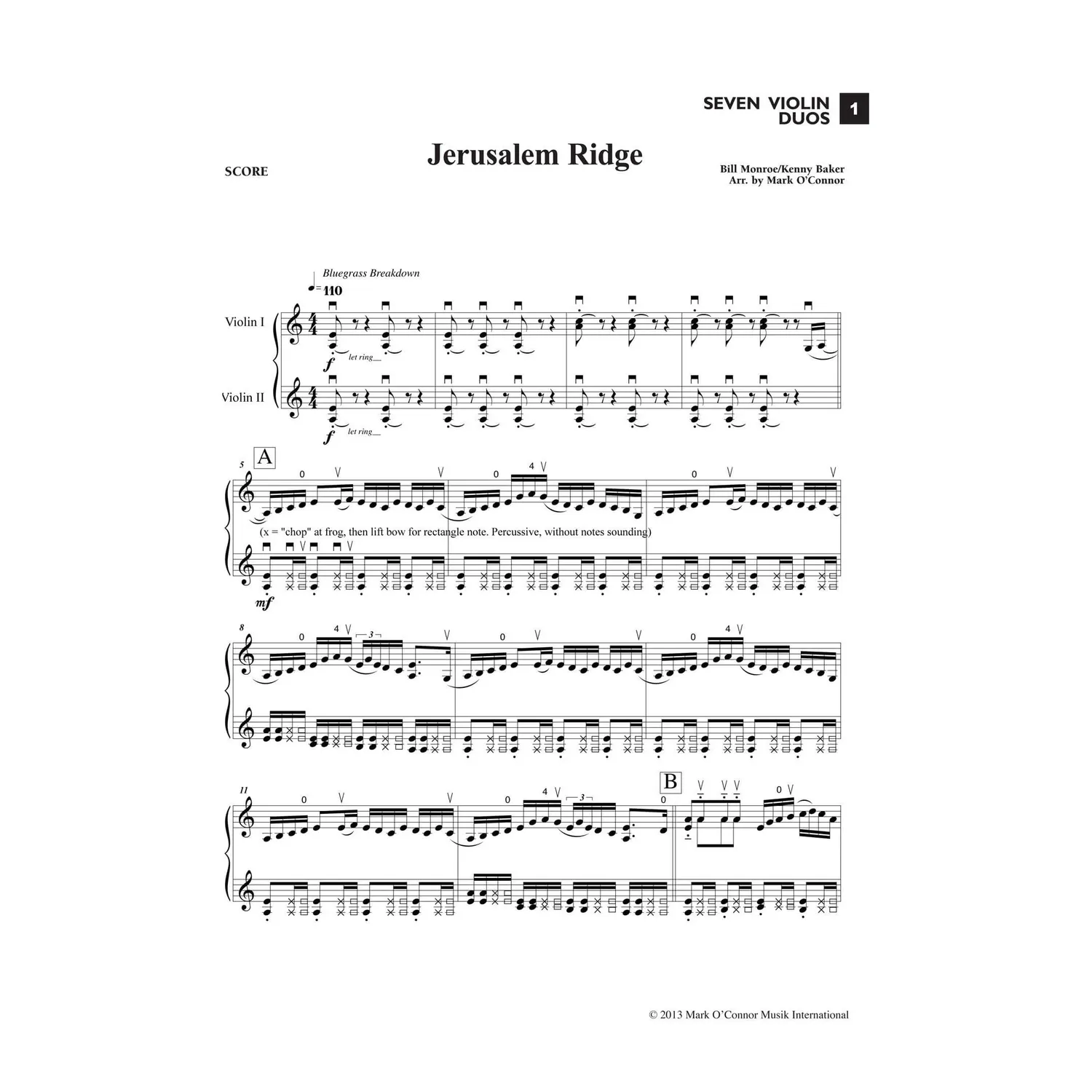 Mark O'Connor Seven Violin Duos Violinduette 2 Violinen Folk