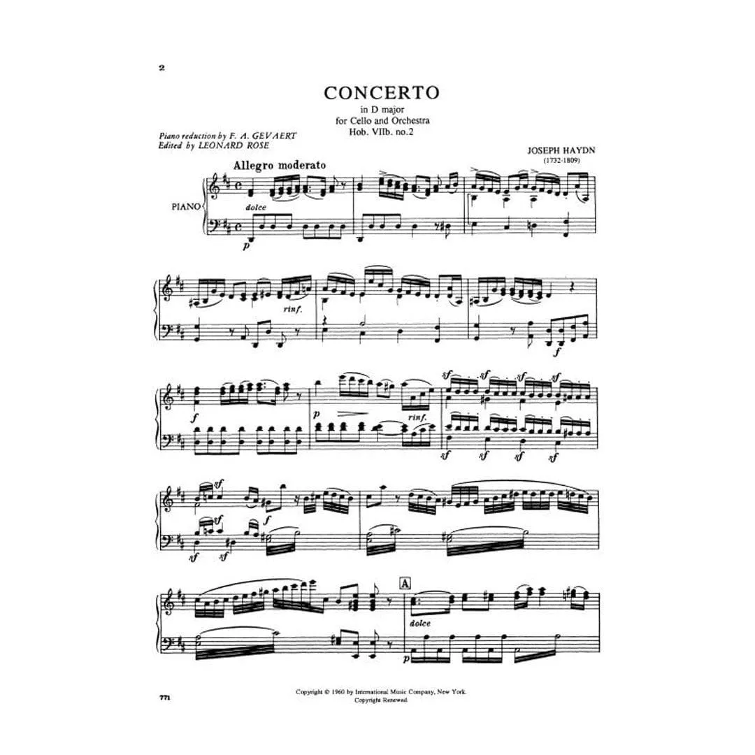 International Haydn Cellokonzert D-Dur Hob VIIb:2 Noten