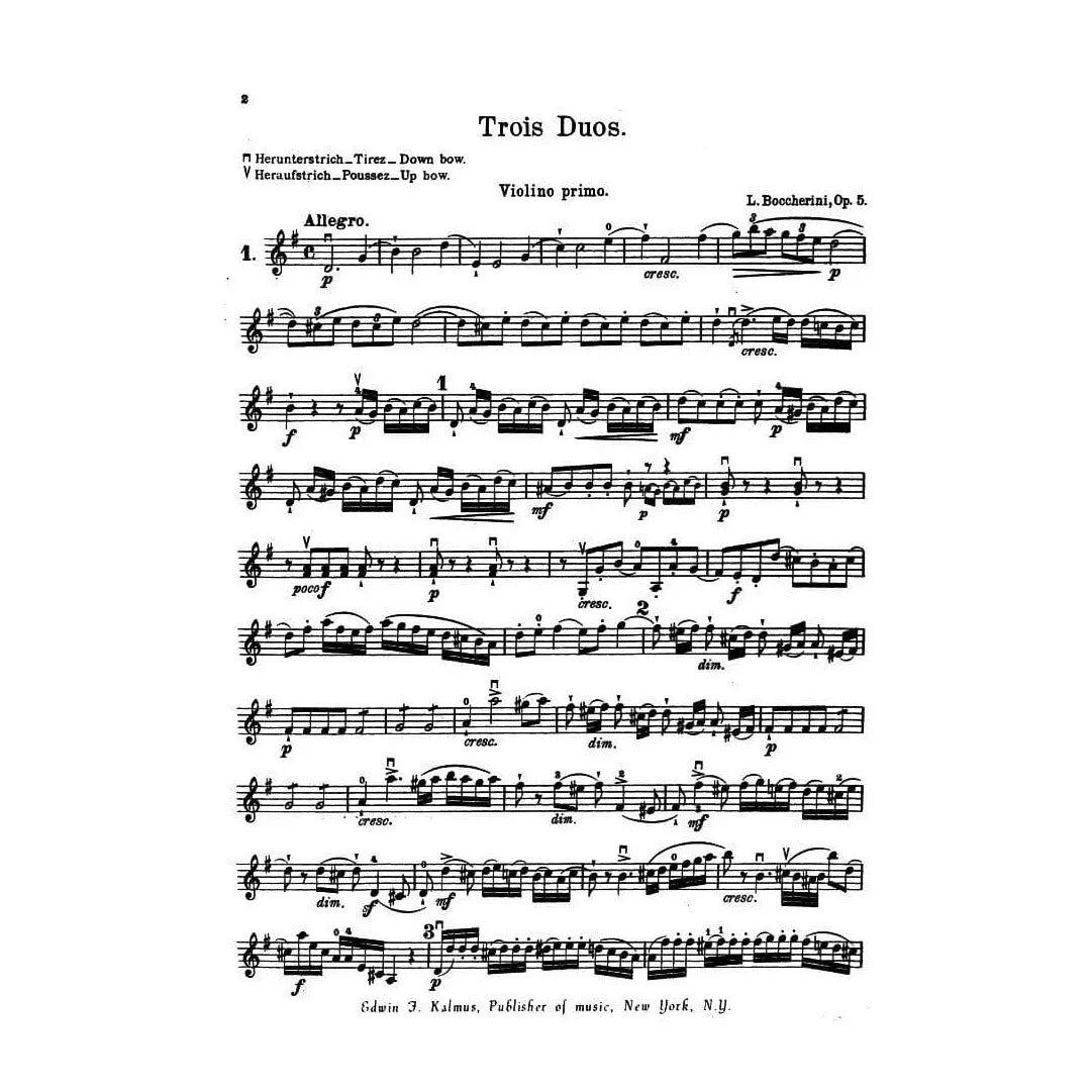 Kalmus Boccherini 3 Duets Op 5 Violinennoten 2 Violinen