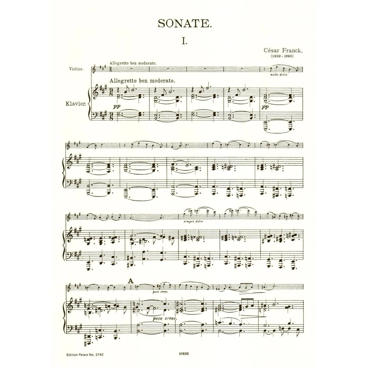 Franck Sonate A-Dur Violinenoten mit Klavier Jacobsen