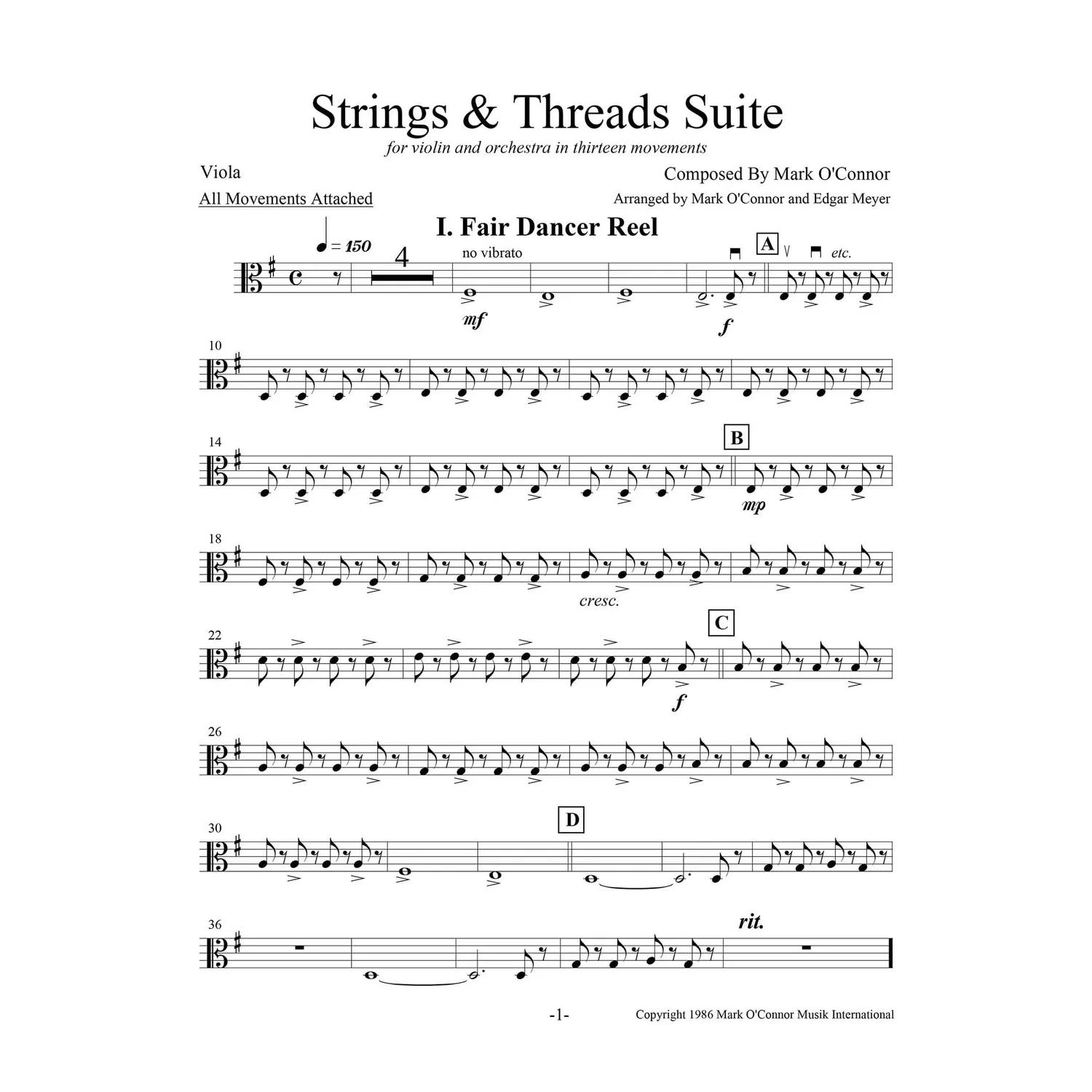 O'Connor Strings Threads Suite Violine Orchester Stimmen Download