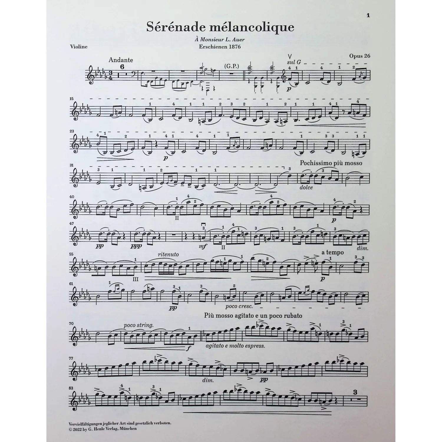 Henle Tschaikowsky Werke Violine Klavier Urtext Noten